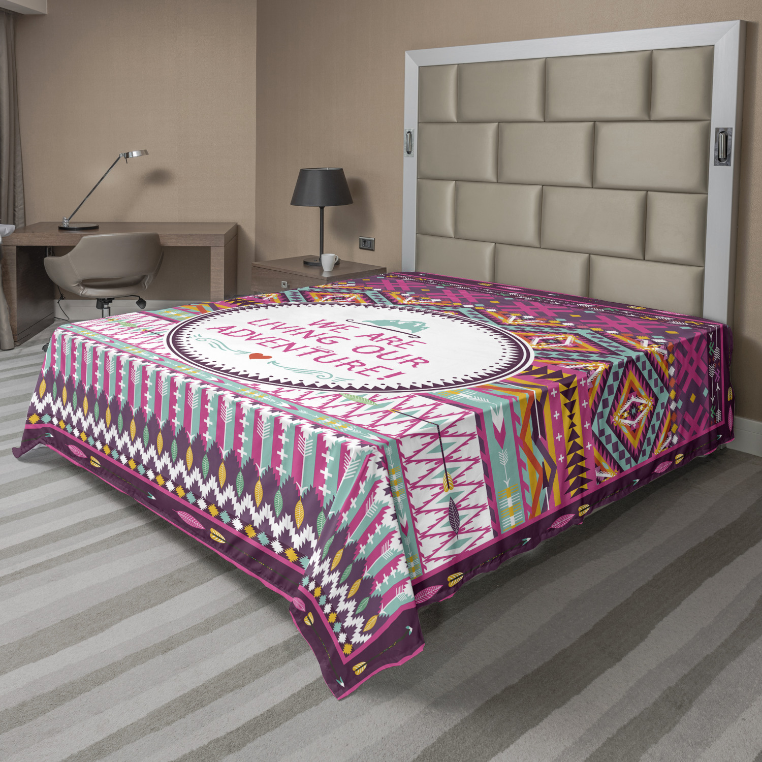 Ambesonne Oriental Pattern Flat Sheet Top Sheet Decorative Bedding 6 Sizes - Picture 37 of 42