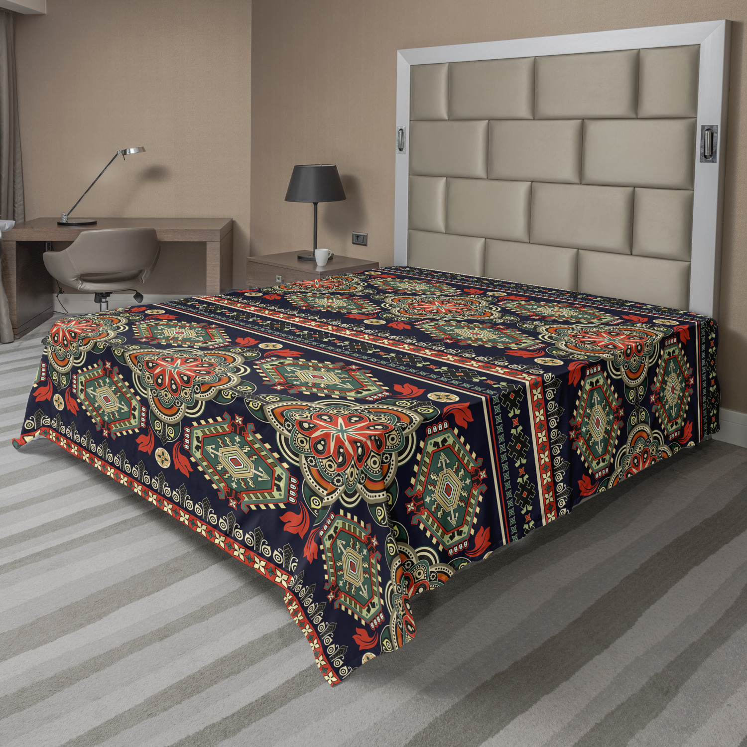 Ambesonne Oriental Pattern Flat Sheet Top Sheet Decorative Bedding 6 Sizes - Picture 13 of 42