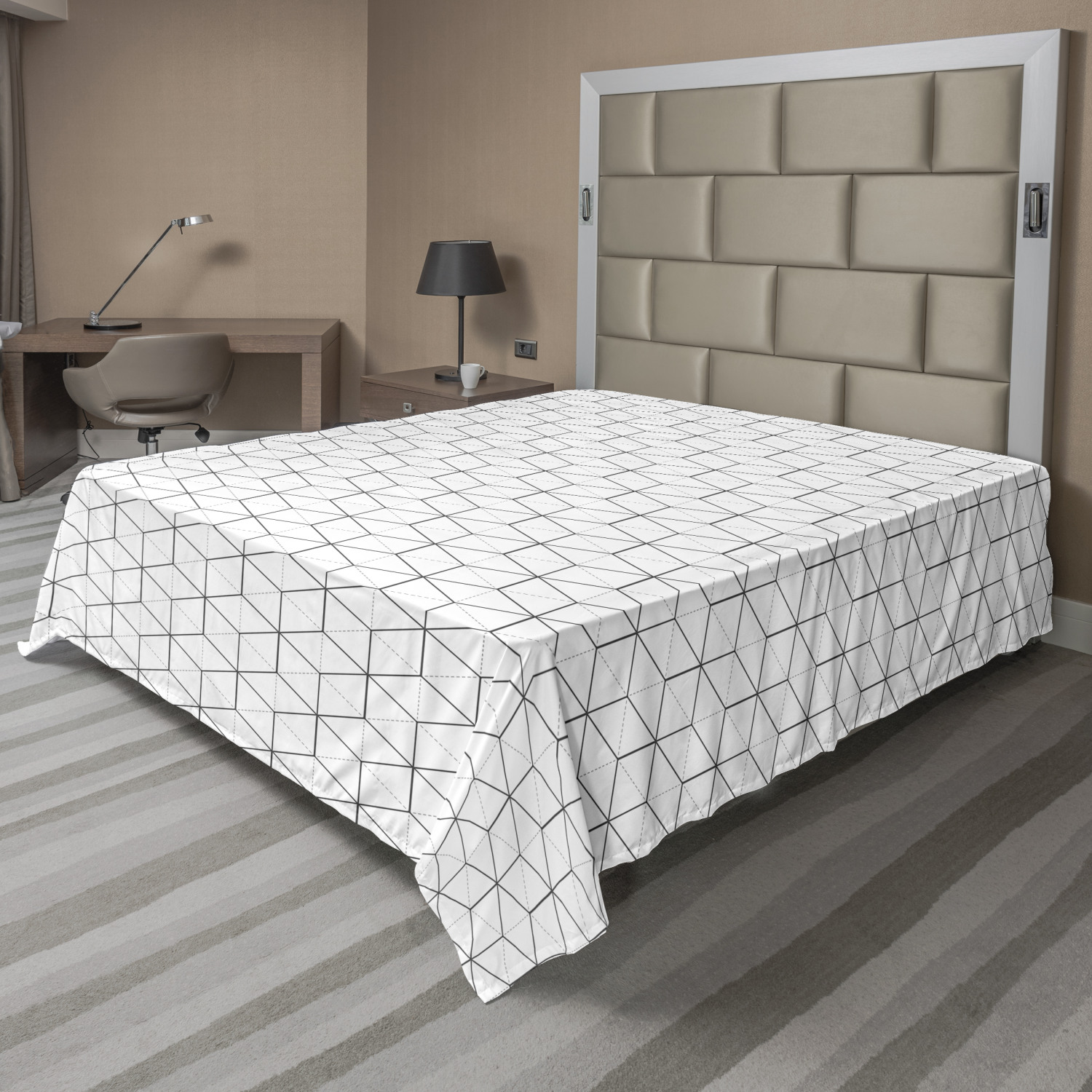 Ambesonne Geometric Line Flat Sheet Top Sheet Decorative Bedding 6 Sizes - Picture 25 of 42