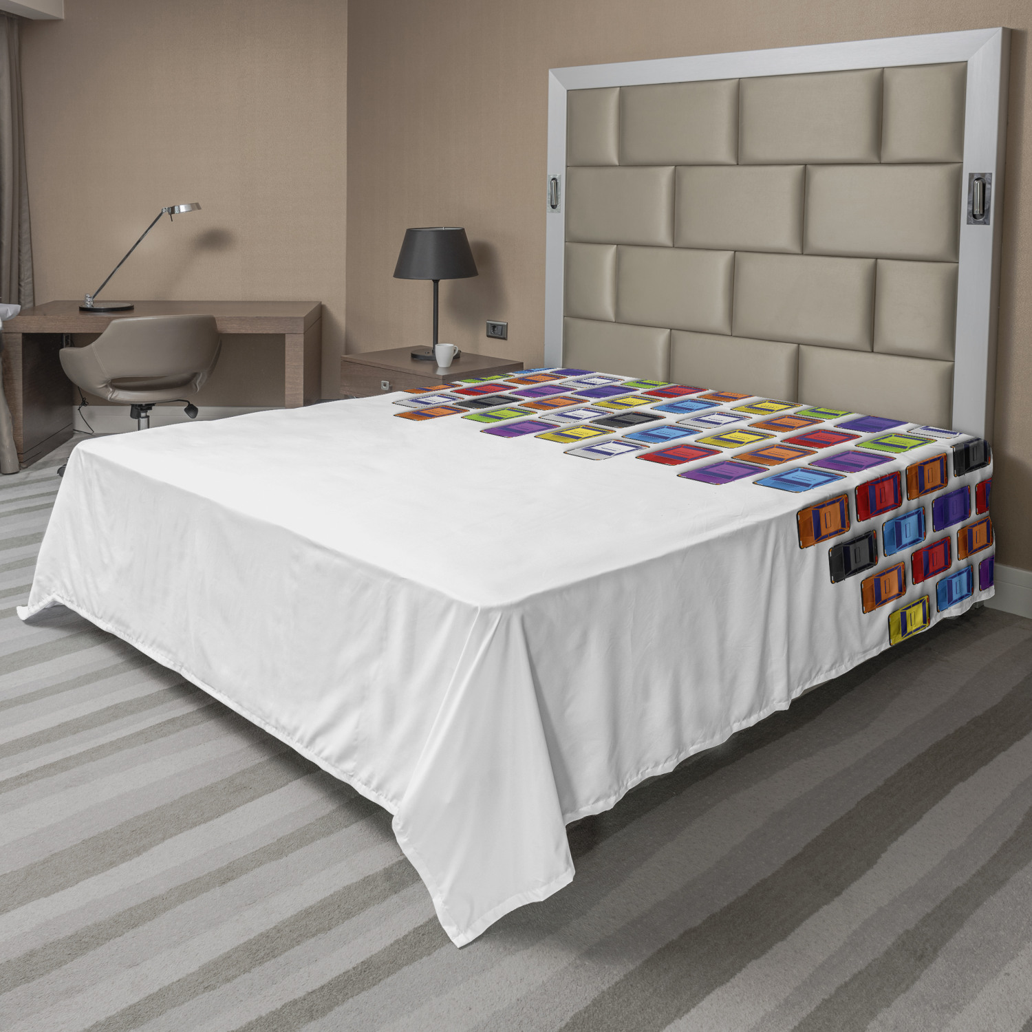 Ambesonne Urban Pattern Flat Sheet Top Sheet Decorative Bedding 6 Sizes - Picture 39 of 42