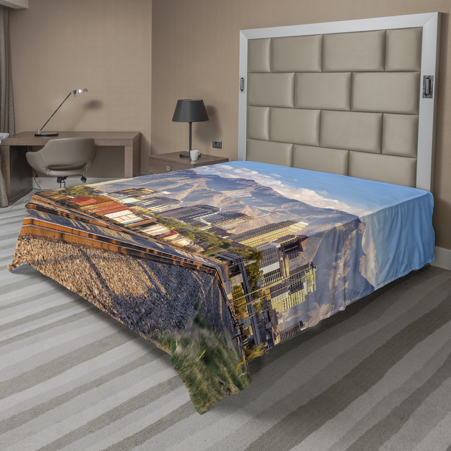 Ambesonne Urban Pattern Flat Sheet Top Sheet Decorative Bedding 6 Sizes - Picture 32 of 42