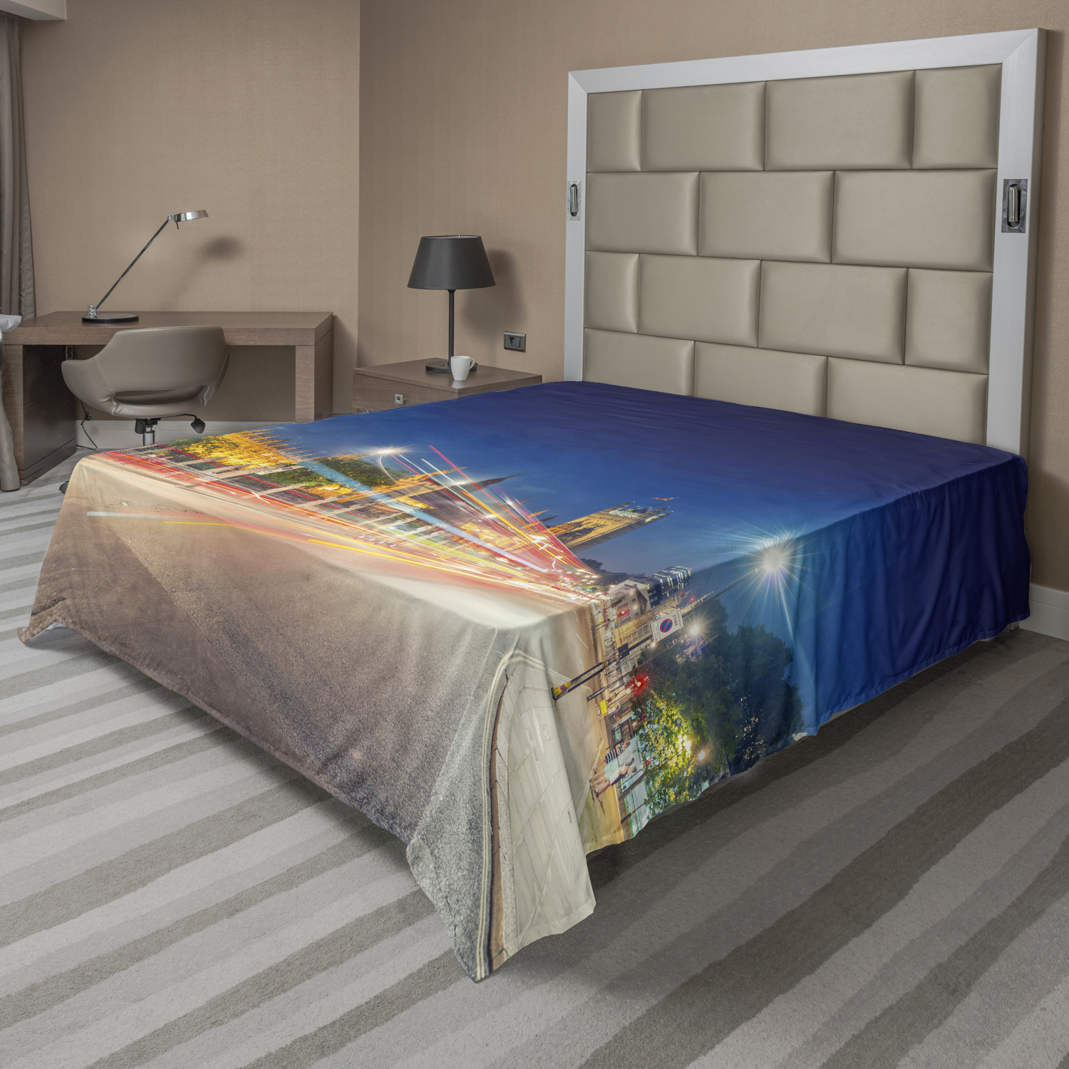 Ambesonne Urban Pattern Flat Sheet Top Sheet Decorative Bedding 6 Sizes - Picture 7 of 42