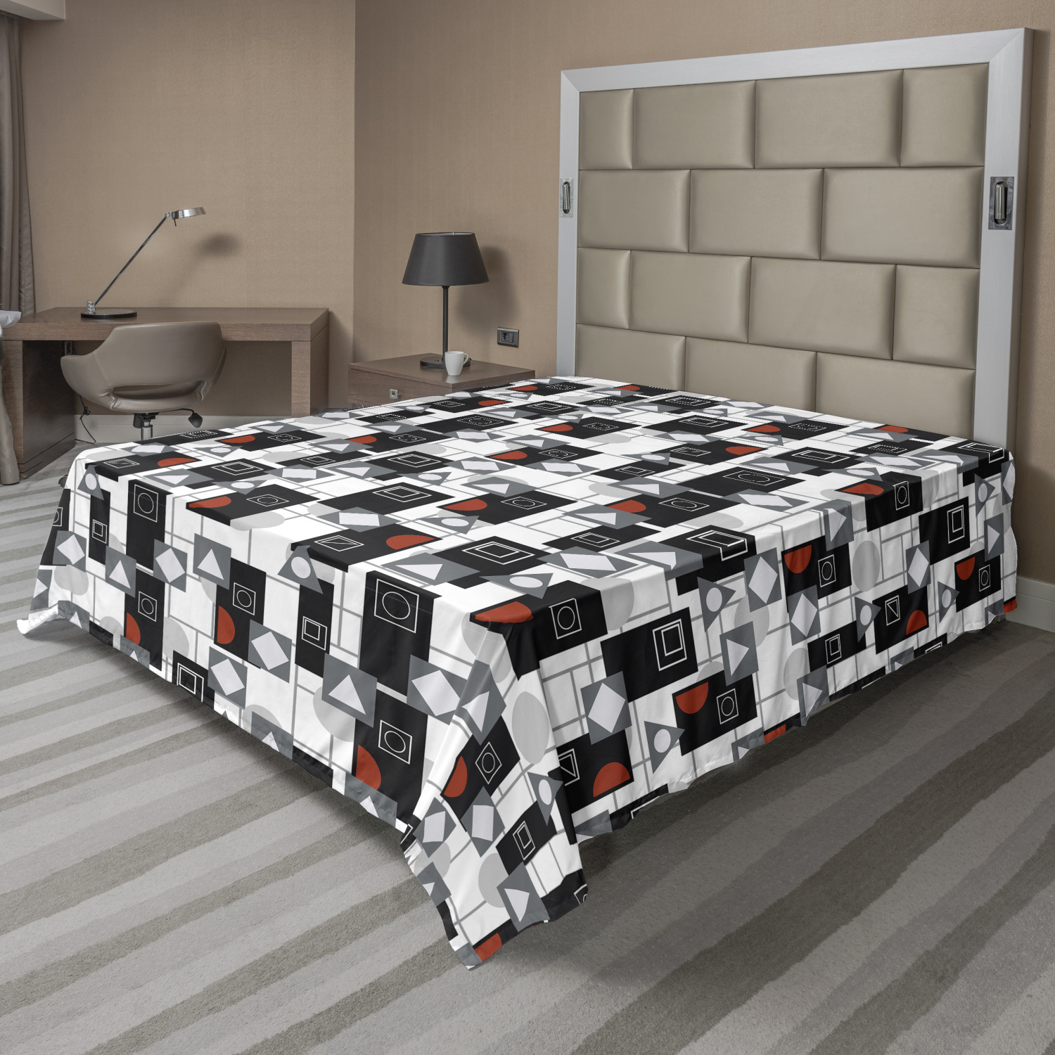 Ambesonne Geometric Line Flat Sheet Top Sheet Decorative Bedding 6 Sizes - Picture 14 of 42