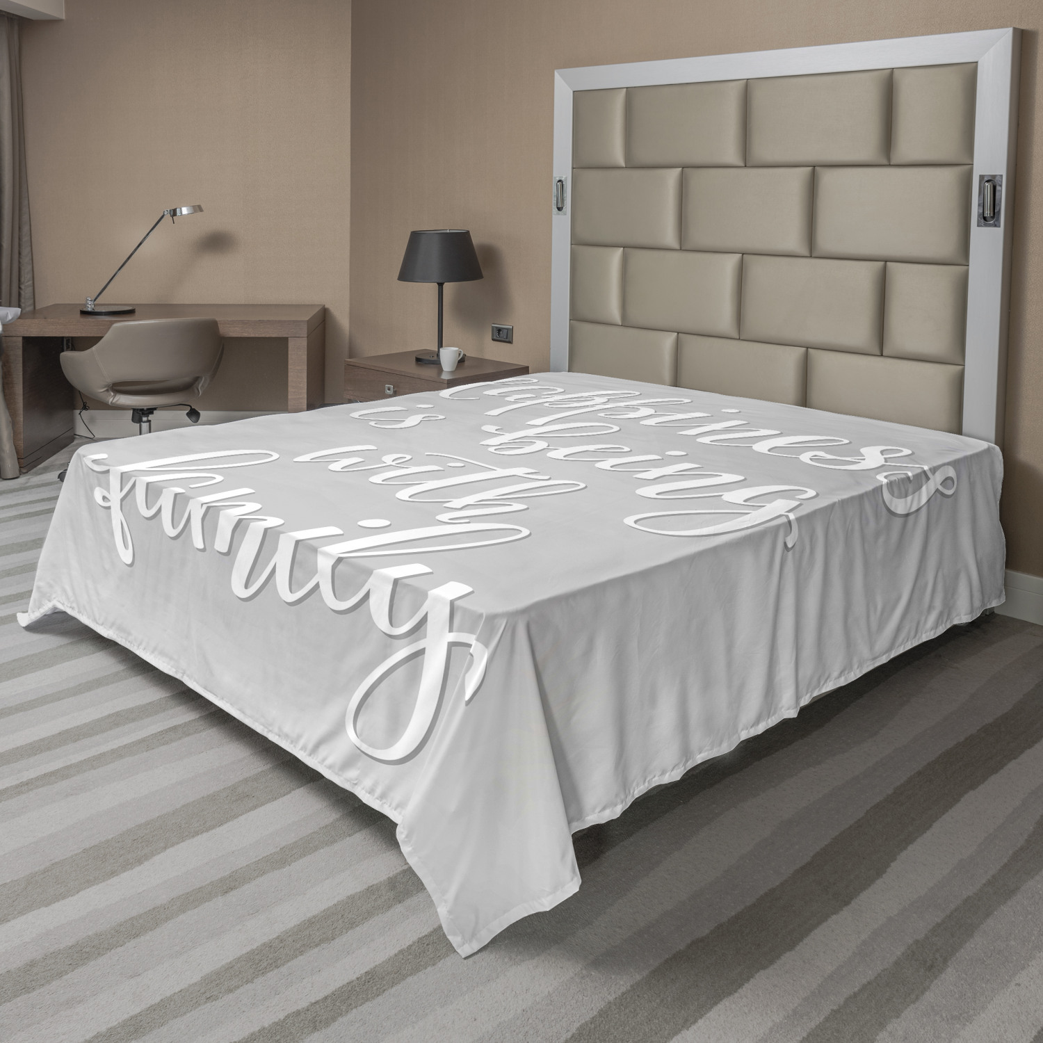 Ambesonne Grey and White Flat Sheet Top Sheet Decorative Bedding 6 Sizes - Picture 28 of 42
