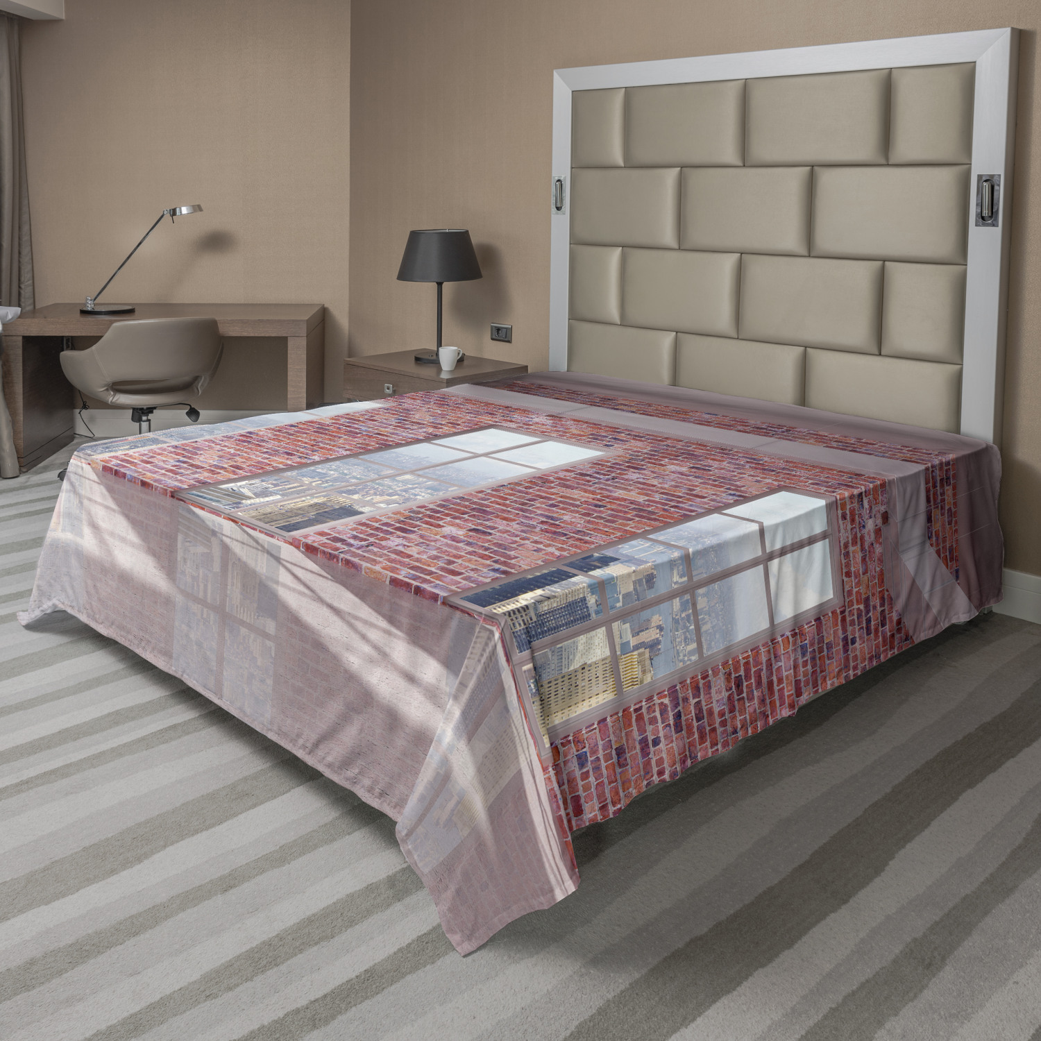 Ambesonne Urban Pattern Flat Sheet Top Sheet Decorative Bedding 6 Sizes - Picture 30 of 42