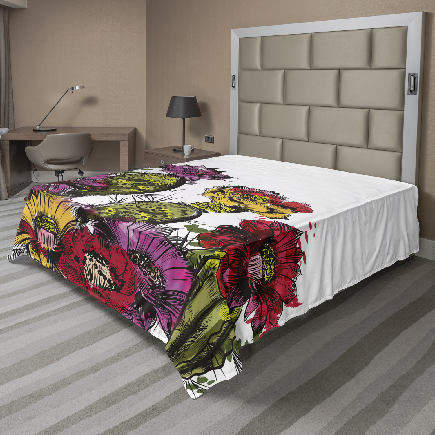Ambesonne Cactus Flat Sheet Top Sheet Decorative Bedding 6 Sizes - Picture 32 of 42