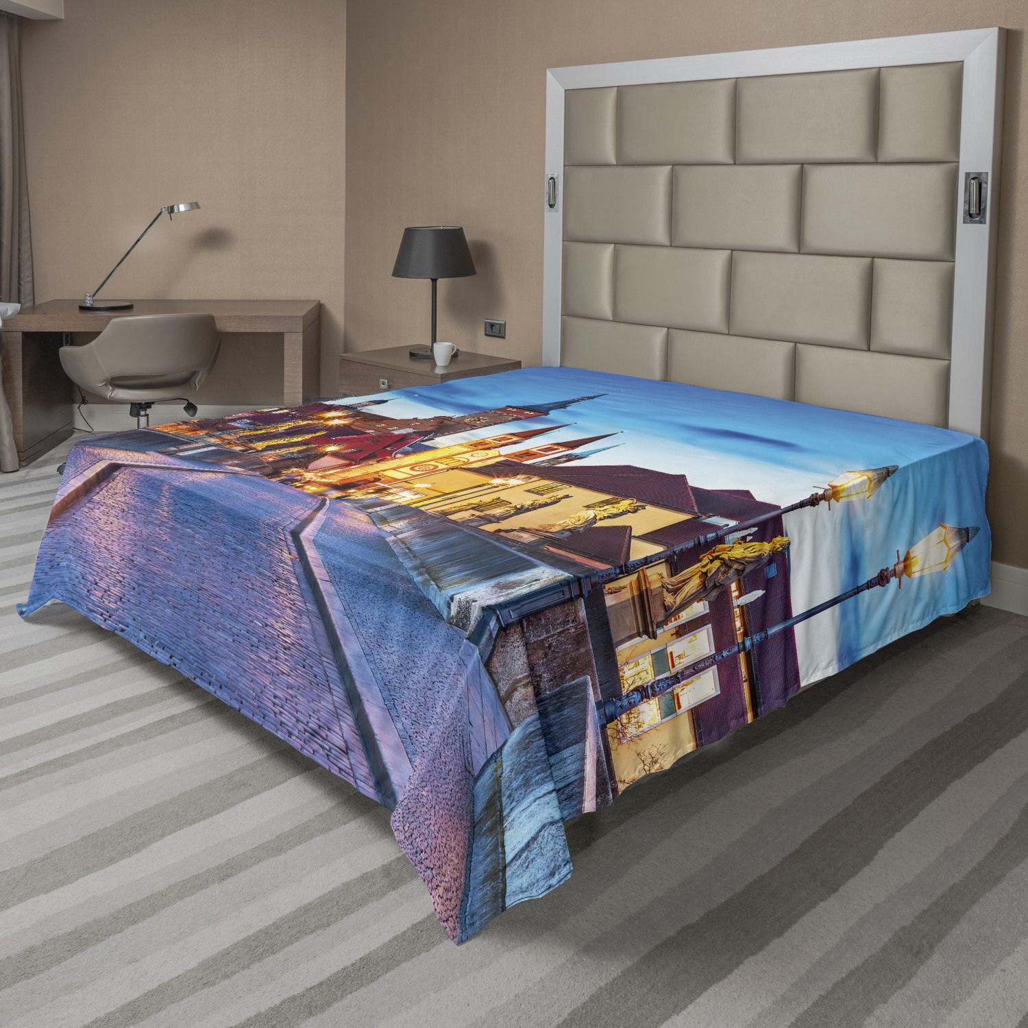 Ambesonne Urban Pattern Flat Sheet Top Sheet Decorative Bedding 6 Sizes - Picture 6 of 42