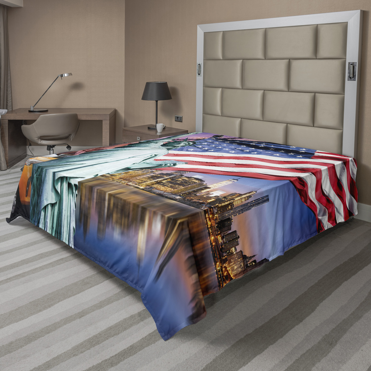 Ambesonne United States Flat Sheet Top Sheet Decorative Bedding 6 Sizes - Picture 40 of 42