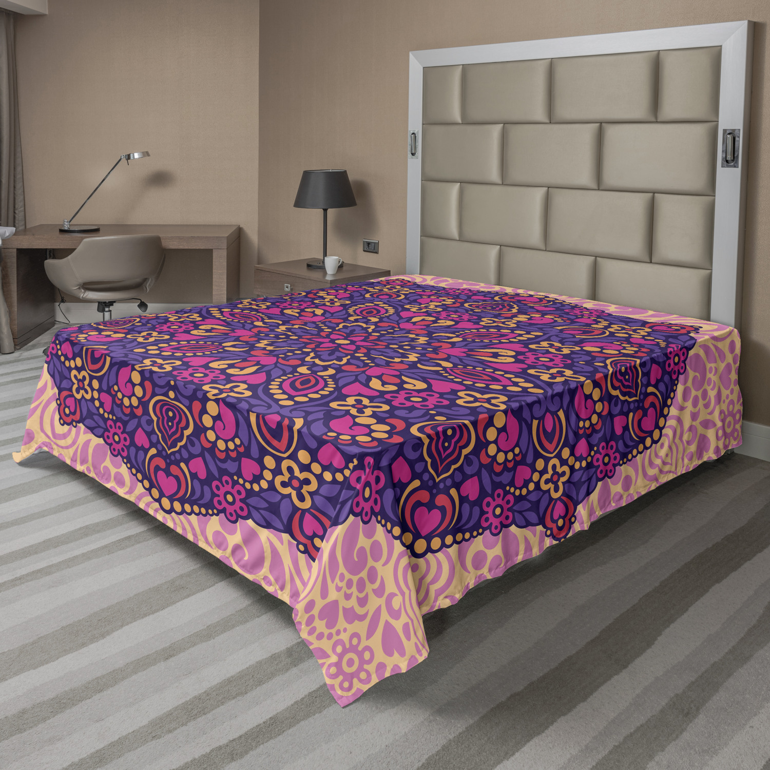 Ambesonne Purple Mandala Flat Sheet Top Sheet Decorative Bedding 6 Sizes 