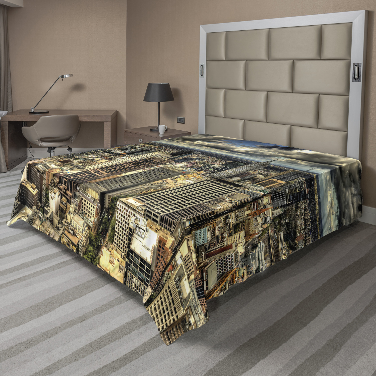 Ambesonne Urban Pattern Flat Sheet Top Sheet Decorative Bedding 6 Sizes - Picture 21 of 42