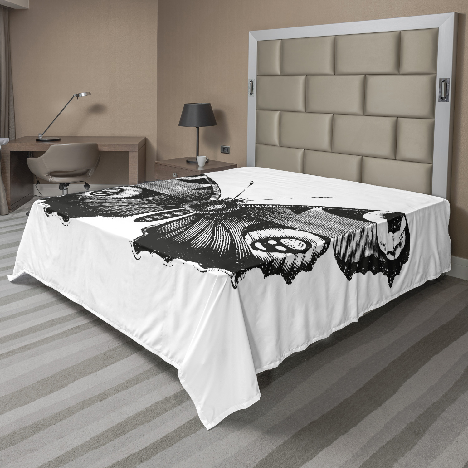 Ambesonne Monochrome Flat Sheet Top Sheet Decorative Bedding 6 Sizes - Picture 9 of 42