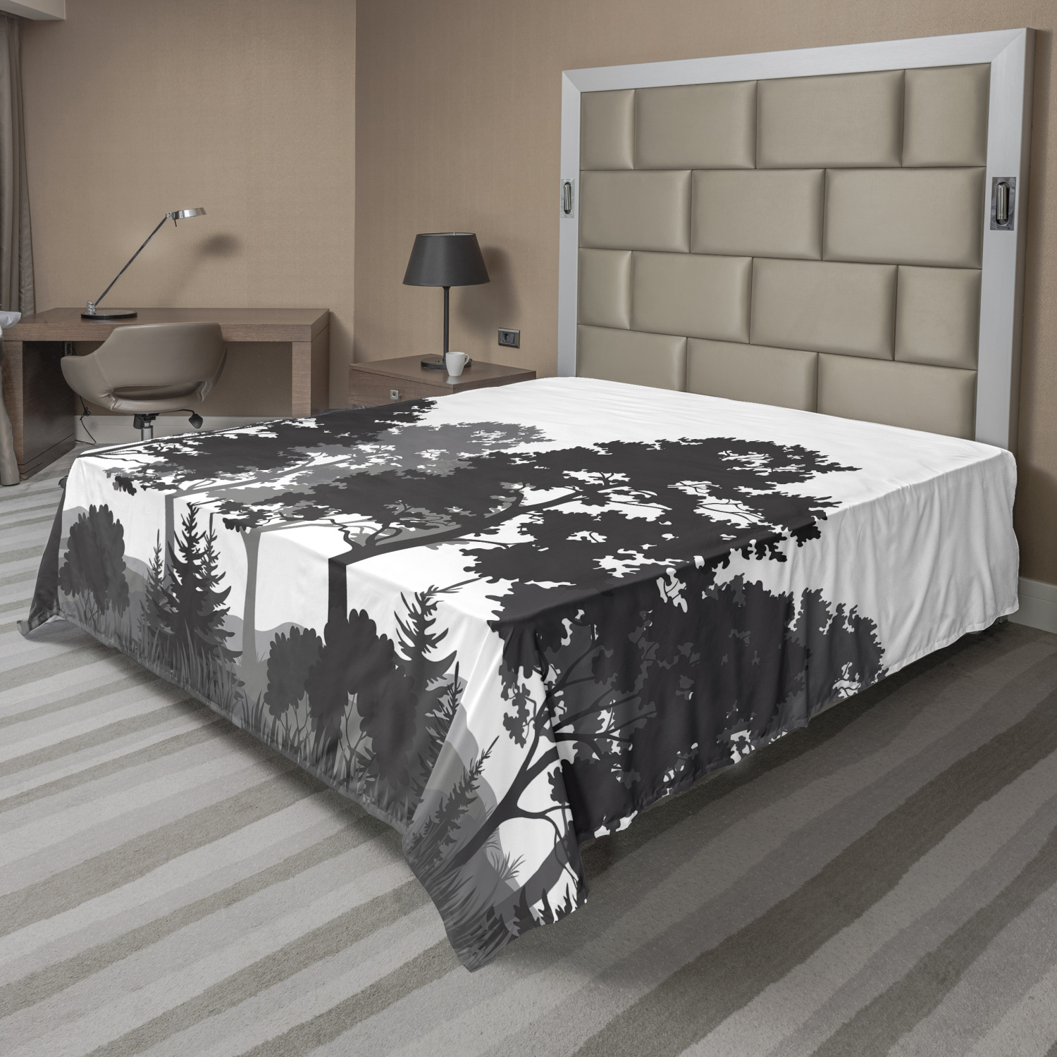 Ambesonne Monochrome Flat Sheet Top Sheet Decorative Bedding 6 Sizes - Picture 34 of 42