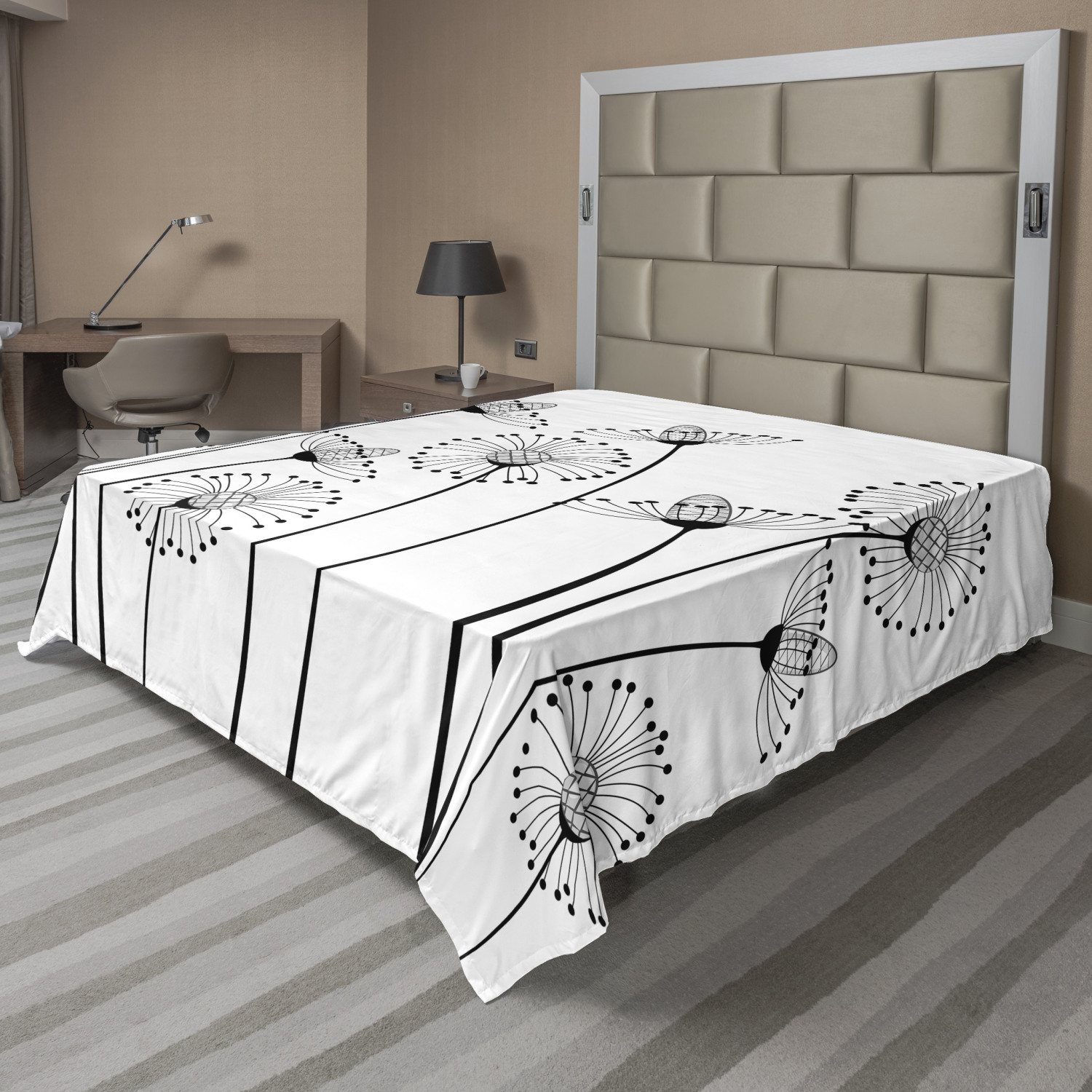 Ambesonne Monochrome Flat Sheet Top Sheet Decorative Bedding 6 Sizes - Picture 26 of 42