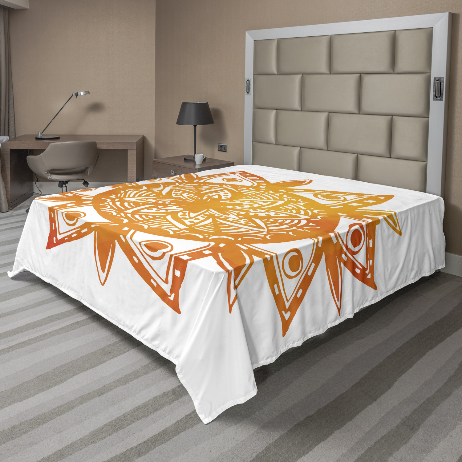 Ambesonne Orange Flat Sheet Top Sheet Decorative Bedding 6 Sizes 