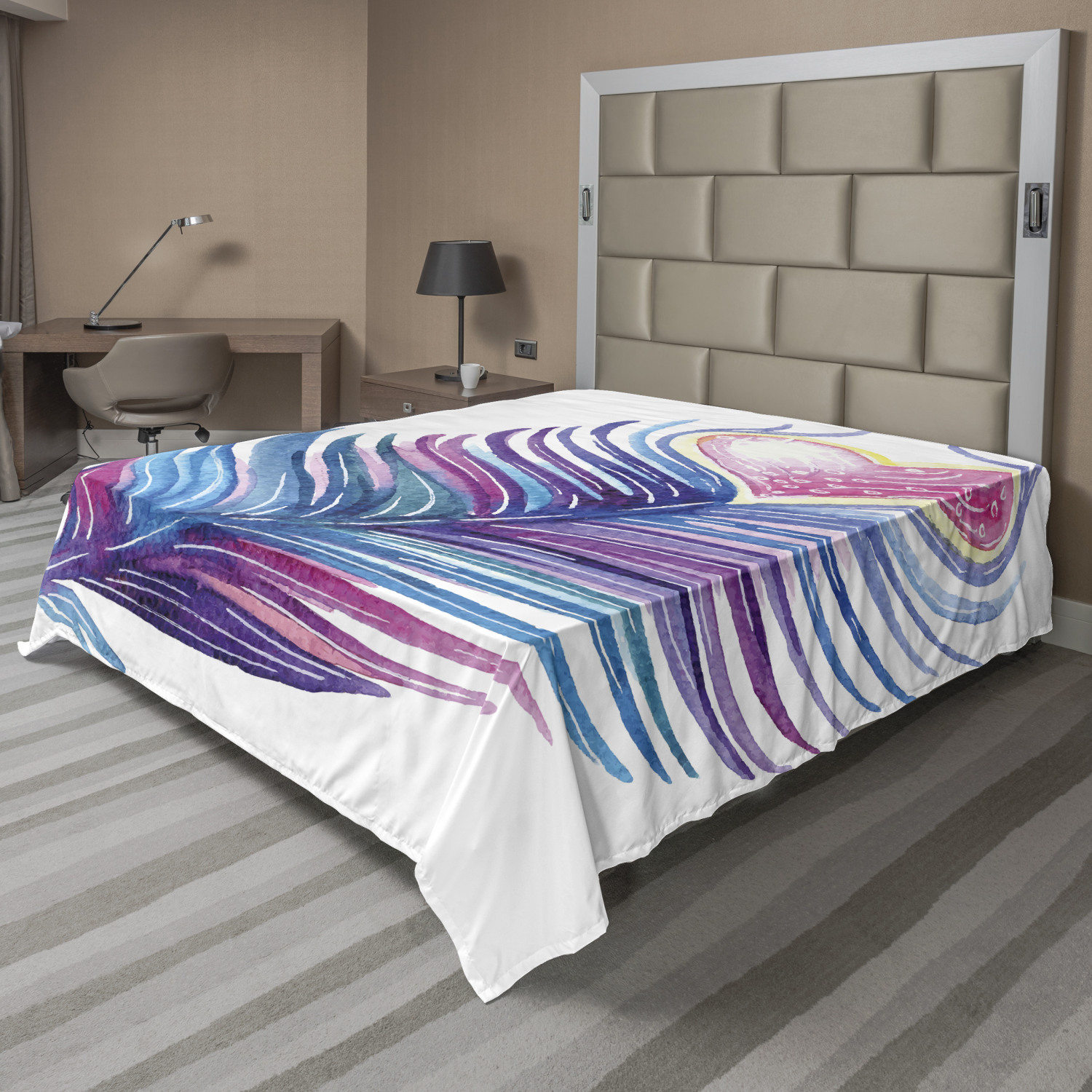 Ambesonne Feather Boho Flat Sheet Top Sheet Decorative Bedding 6 Sizes - Picture 18 of 42