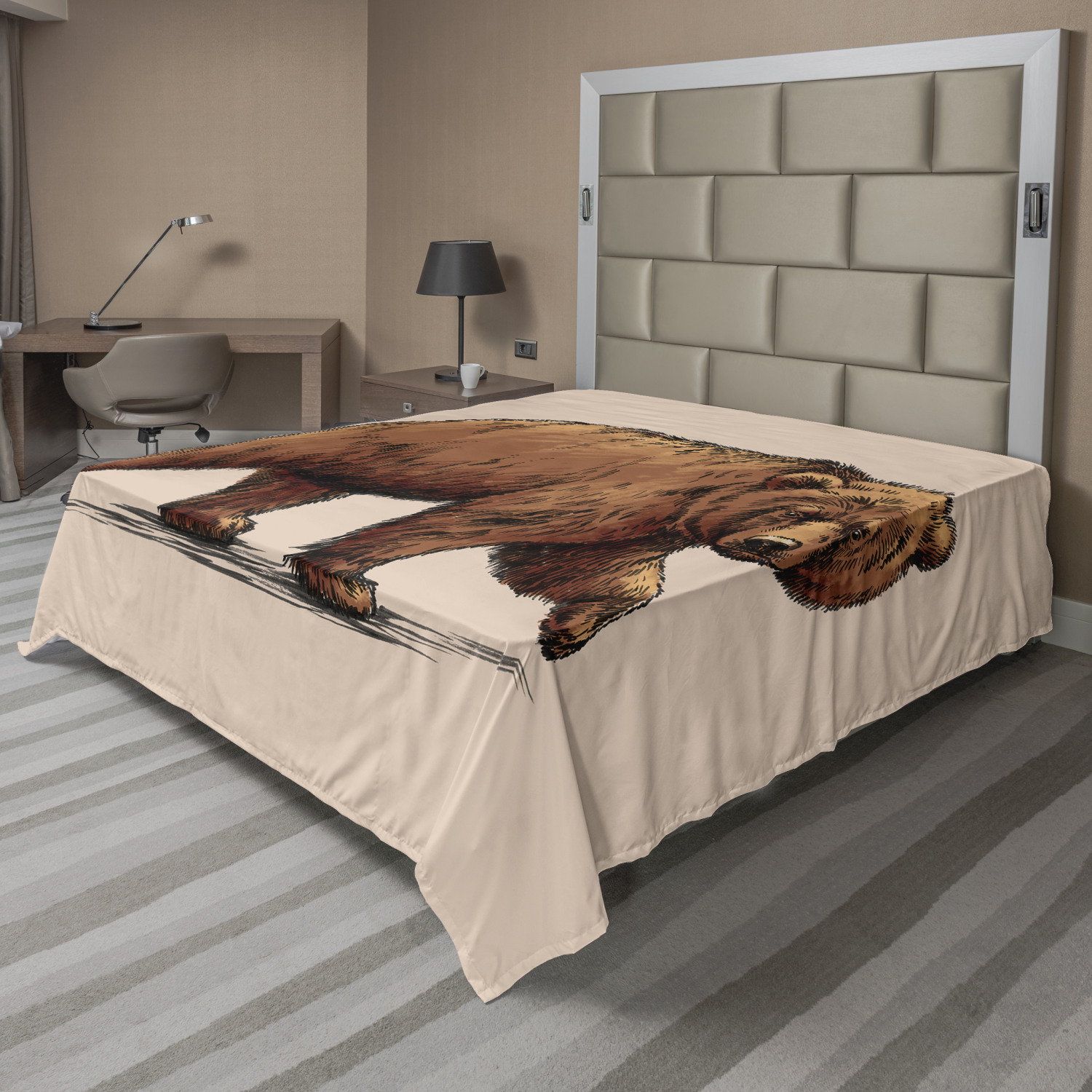 Ambesonne Bear Pattern Flat Sheet Top Sheet Decorative Bedding 6 Sizes - Picture 25 of 41