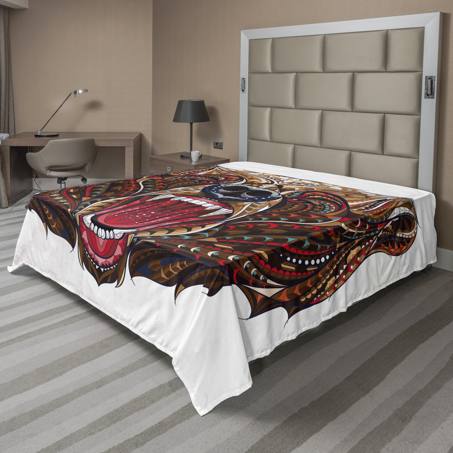 Ambesonne Bear Pattern Flat Sheet Top Sheet Decorative Bedding 6 Sizes - Picture 23 of 41