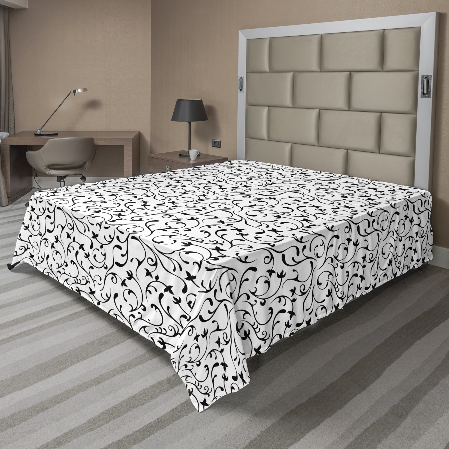 Ambesonne Monochrome Flat Sheet Top Sheet Decorative Bedding 6 Sizes - Picture 38 of 42