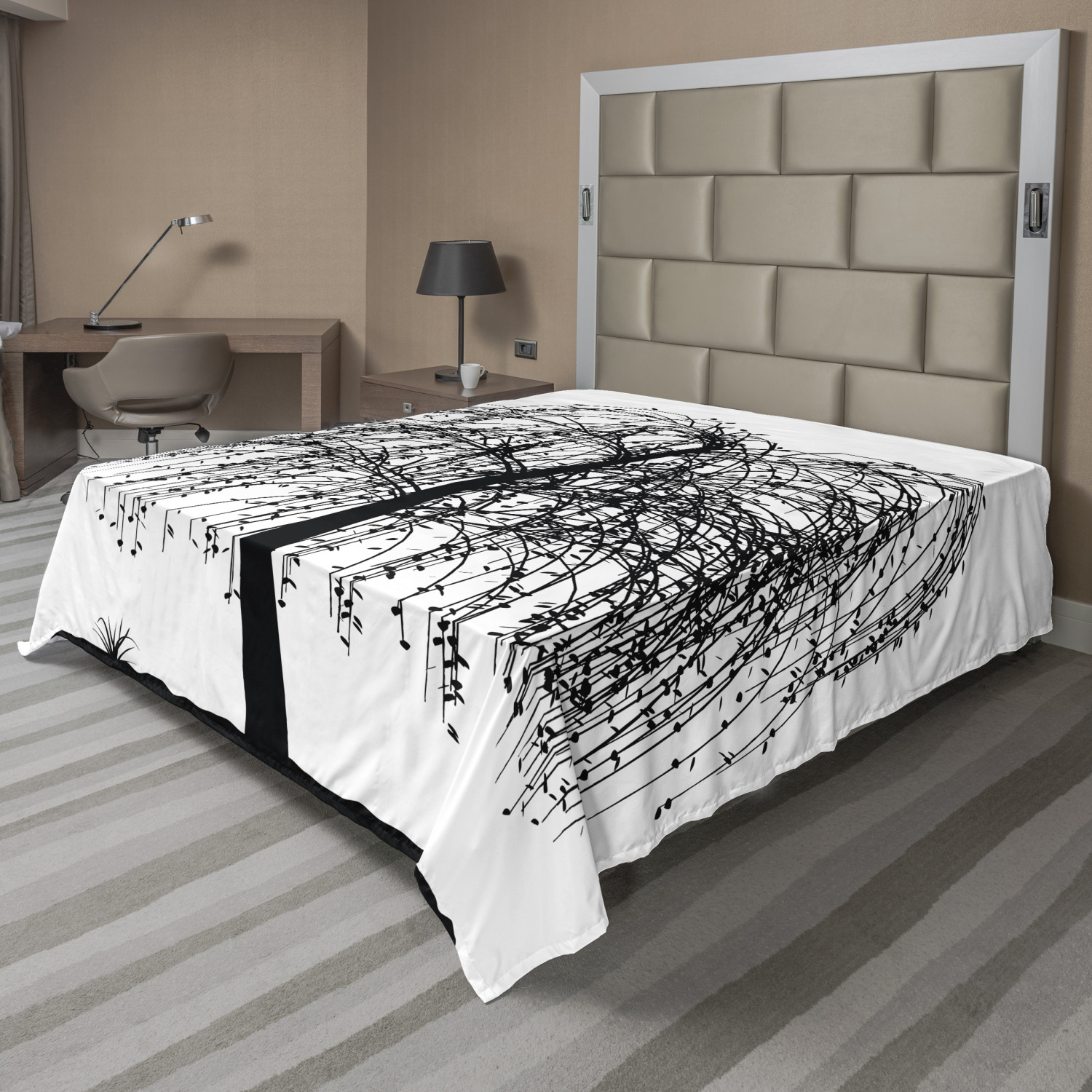 Ambesonne Monochrome Flat Sheet Top Sheet Decorative Bedding 6 Sizes - Picture 6 of 42