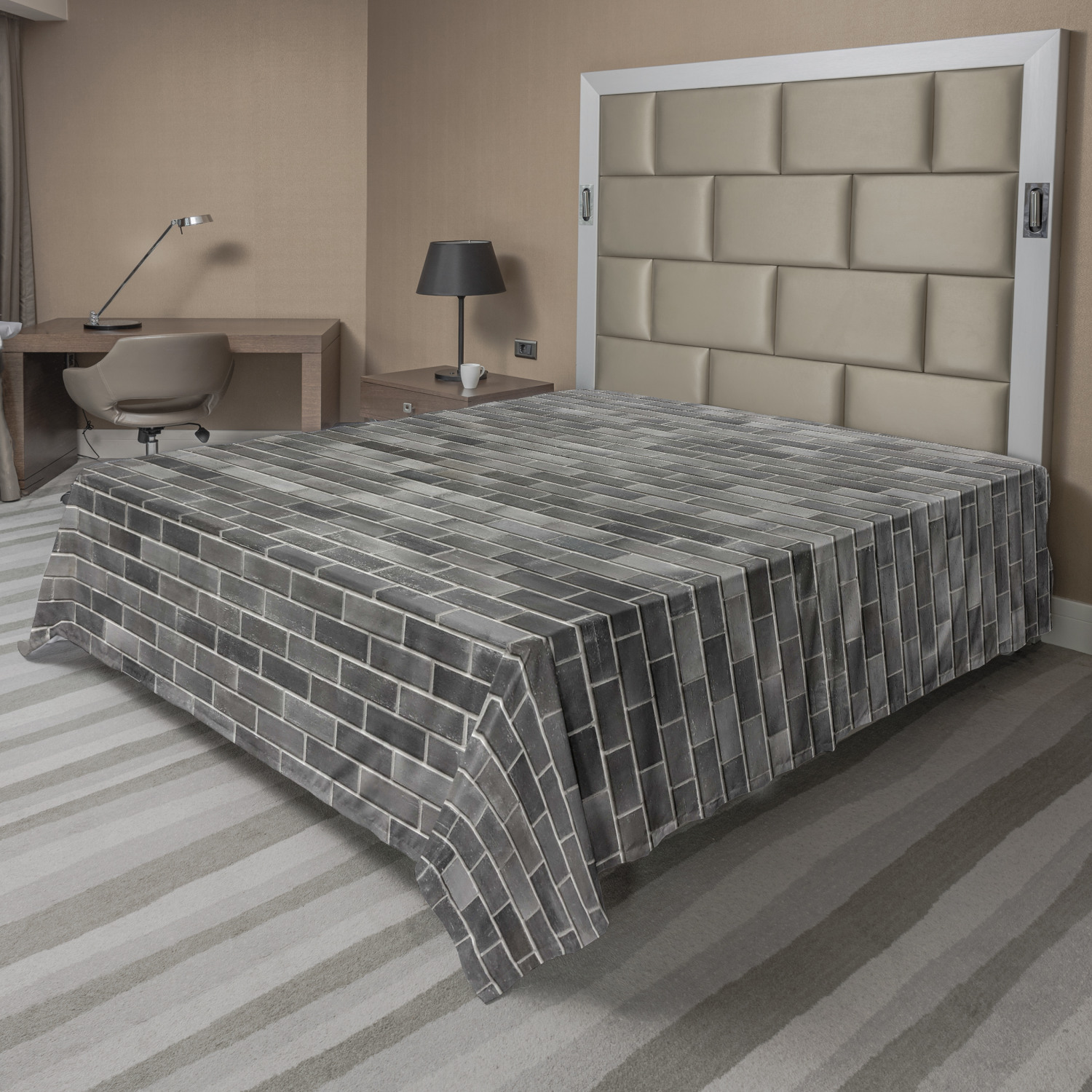 Ambesonne Grey and White Flat Sheet Top Sheet Decorative Bedding 6 Sizes - Picture 11 of 42