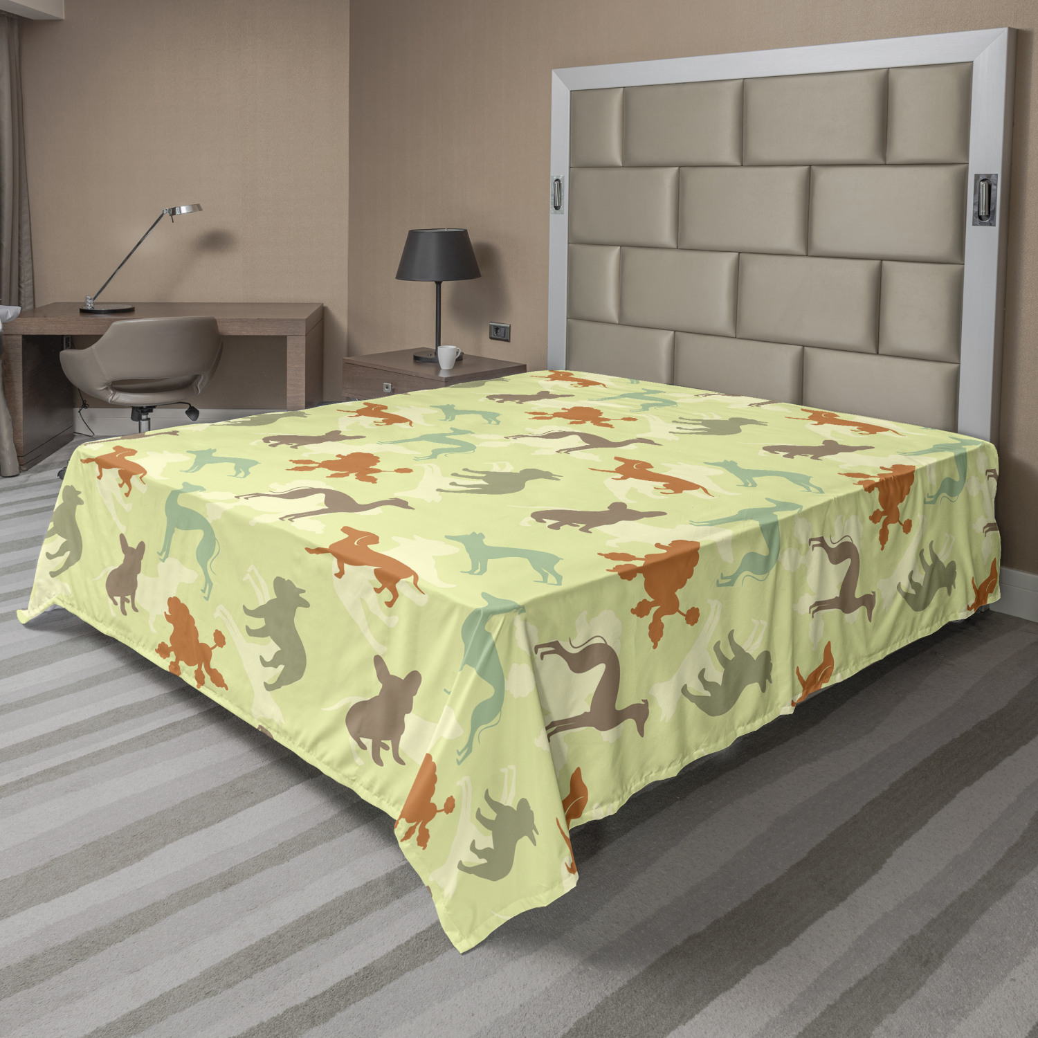 Ambesonne Dog Theme Art Flat Sheet Top Sheet Decorative Bedding 6 Sizes - Picture 33 of 42