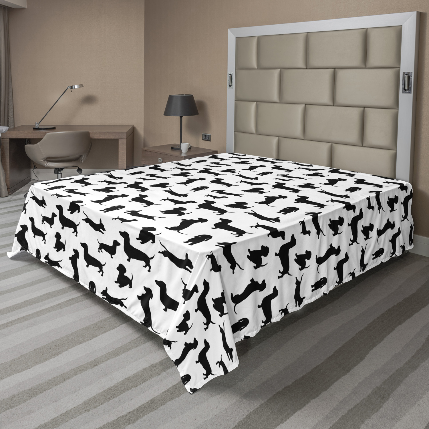 Ambesonne Dog Theme Art Flat Sheet Top Sheet Decorative Bedding 6 Sizes - Picture 23 of 42