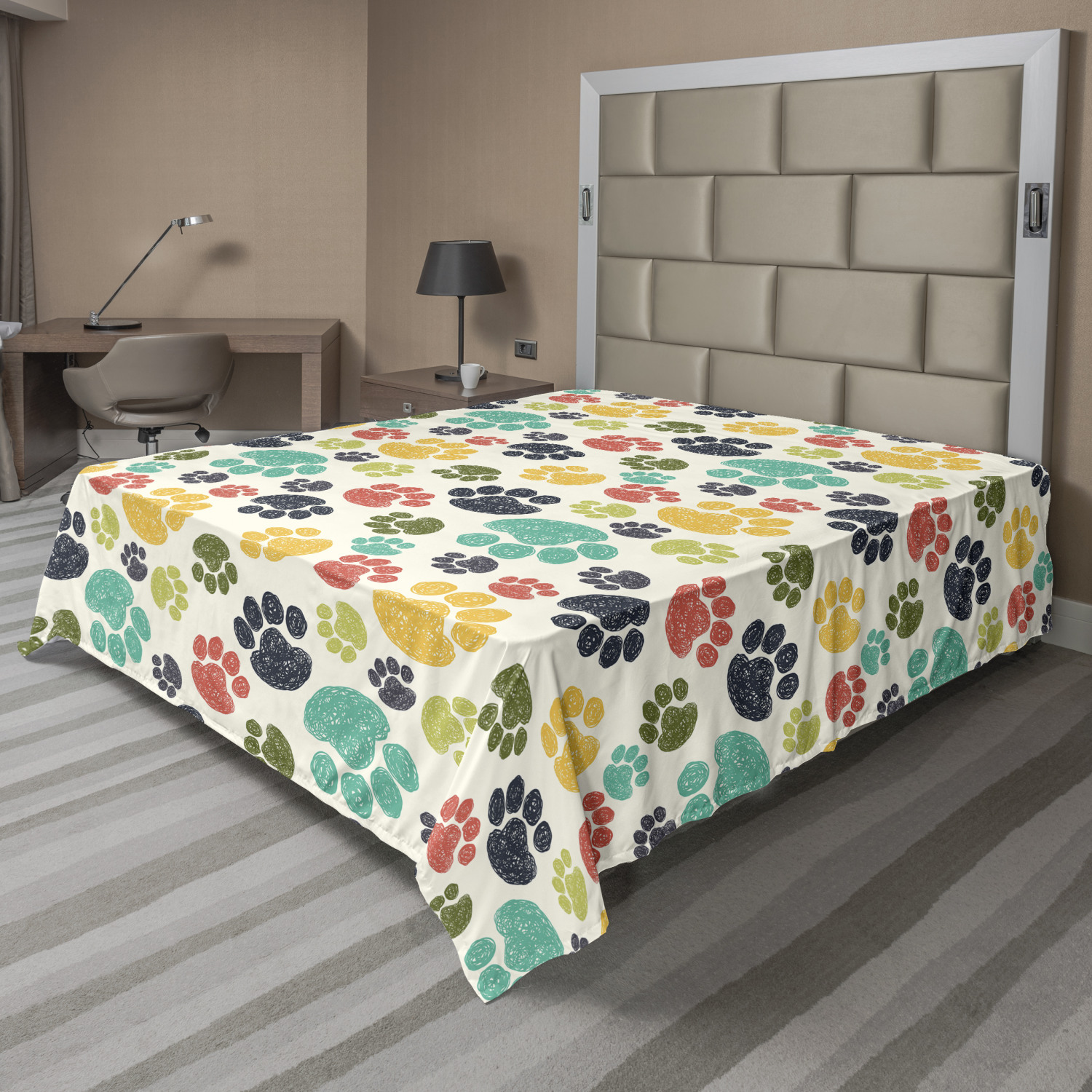 Ambesonne Dog Theme Art Flat Sheet Top Sheet Decorative Bedding 6 Sizes - Picture 20 of 42