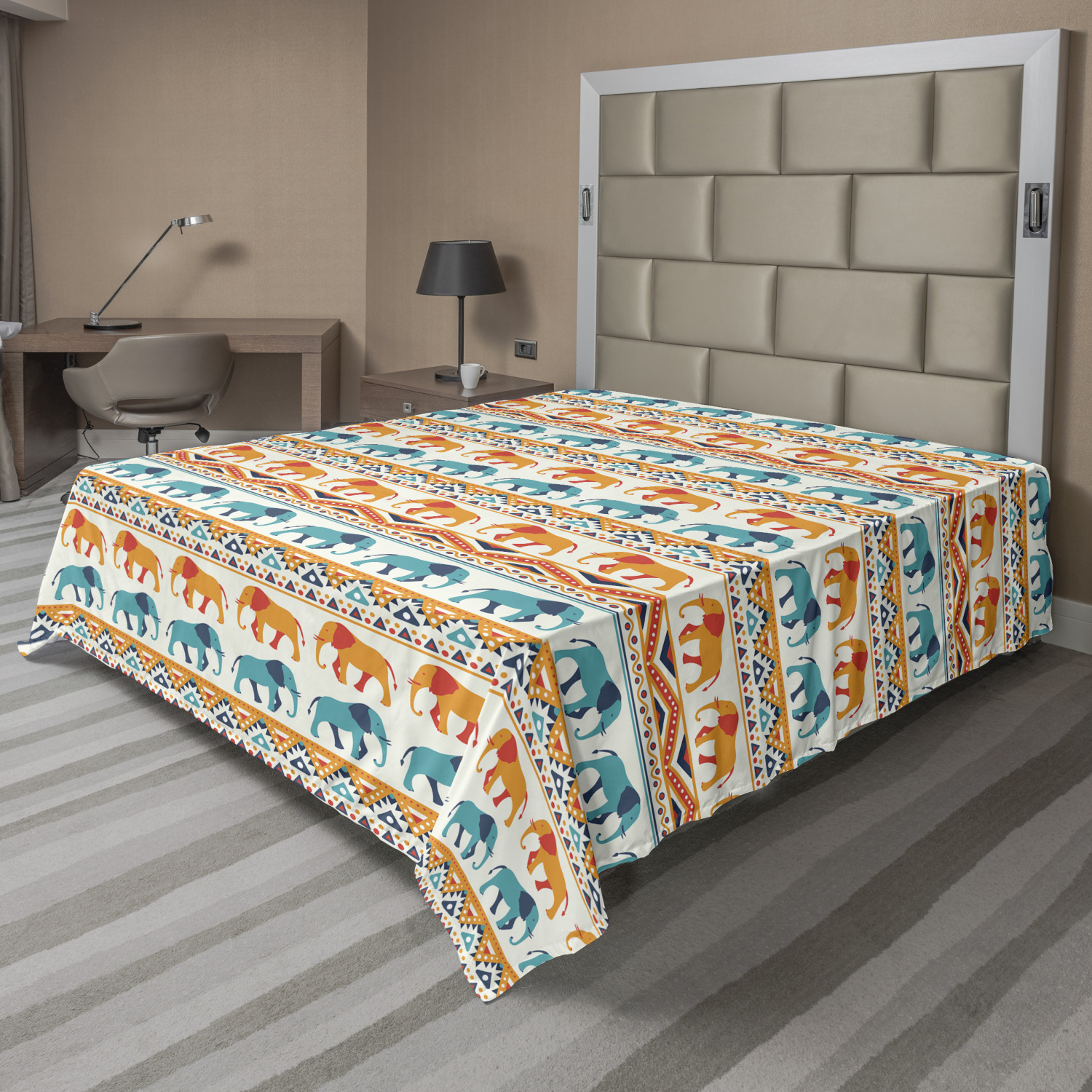 Ambesonne Elephant Print Flat Sheet Top Sheet Decorative Bedding 6 Sizes - Picture 18 of 40