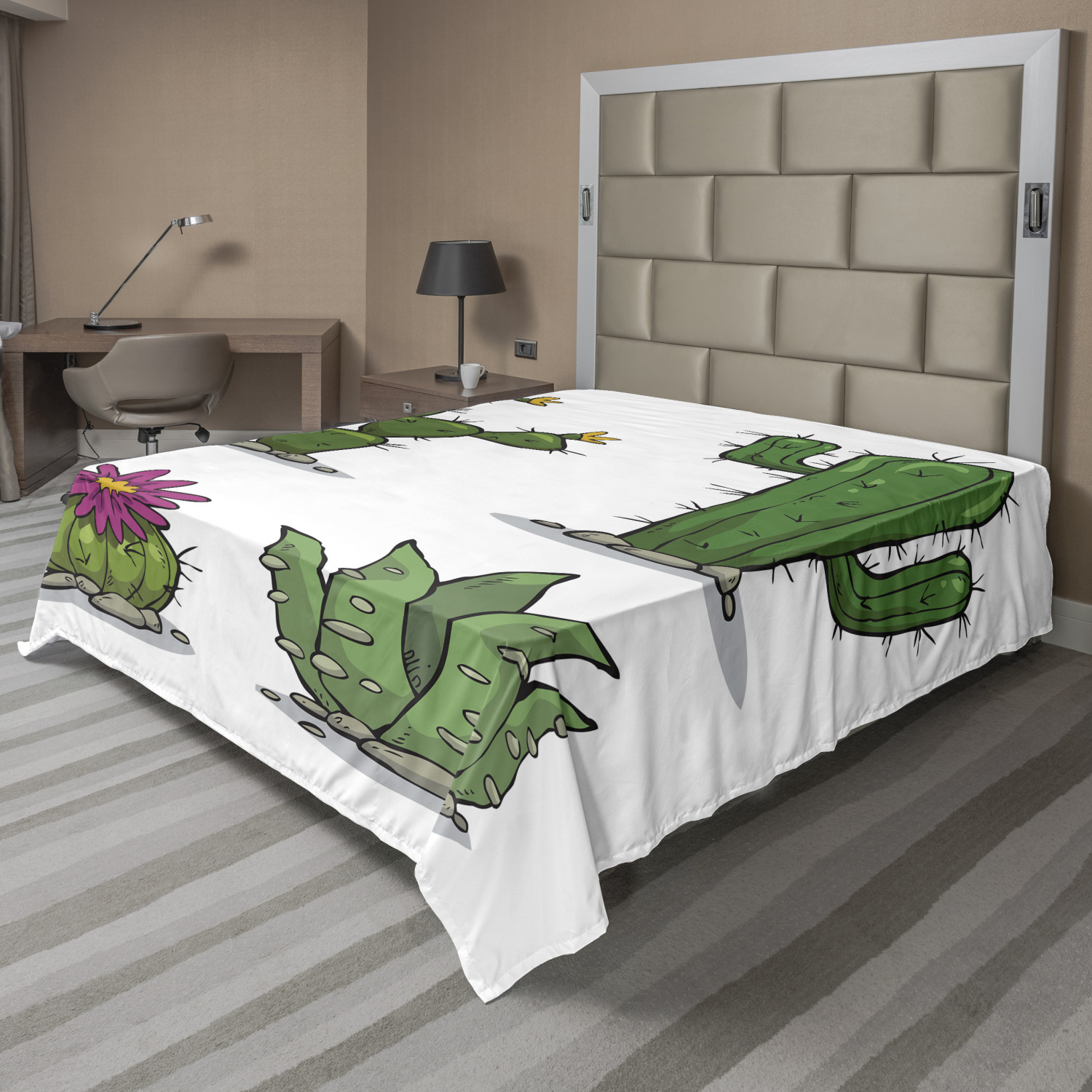 Ambesonne Cactus Print Flat Sheet Top Sheet Decorative Bedding 6 Sizes - Picture 20 of 42