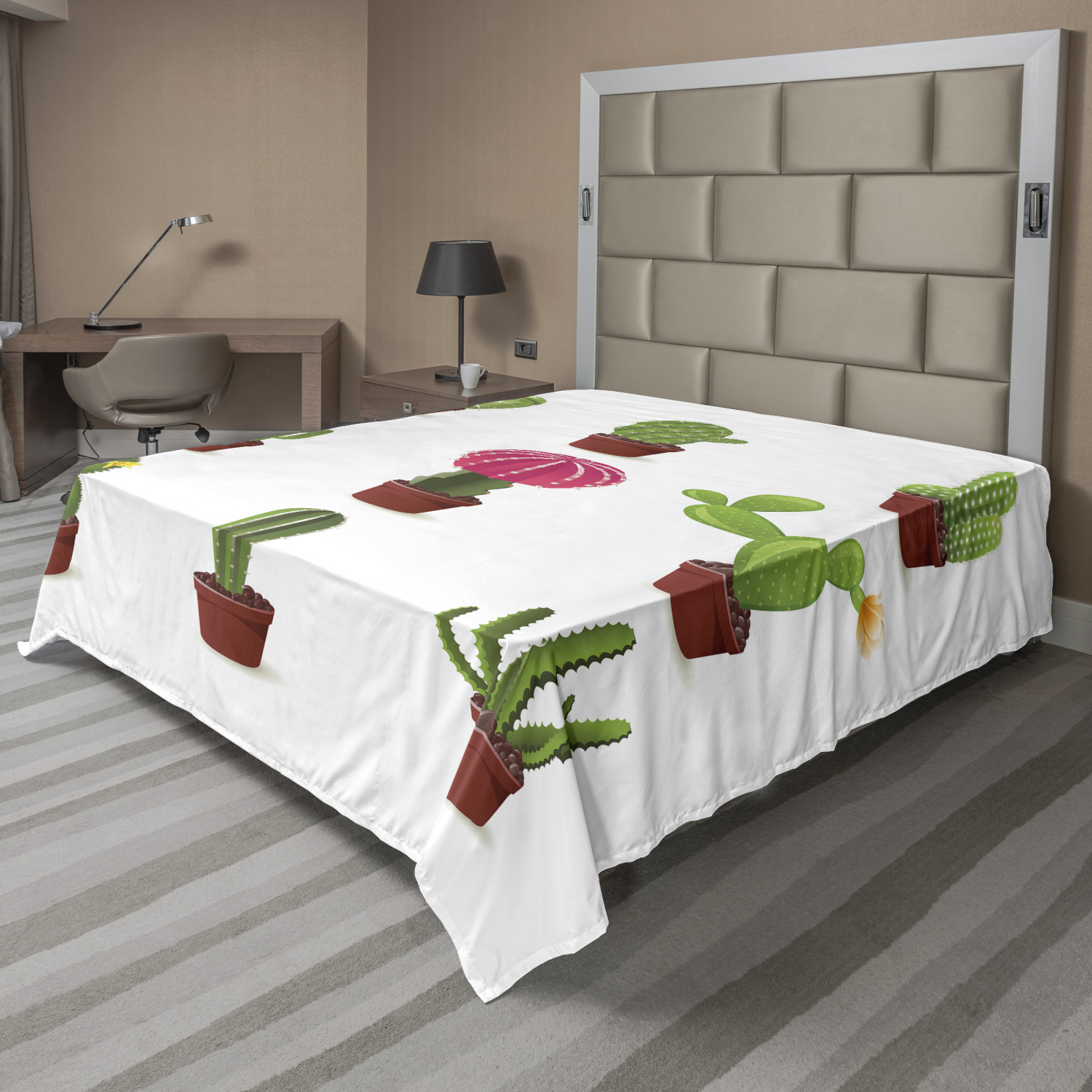 Ambesonne Cactus Print Flat Sheet Top Sheet Decorative Bedding 6 Sizes - Picture 24 of 42