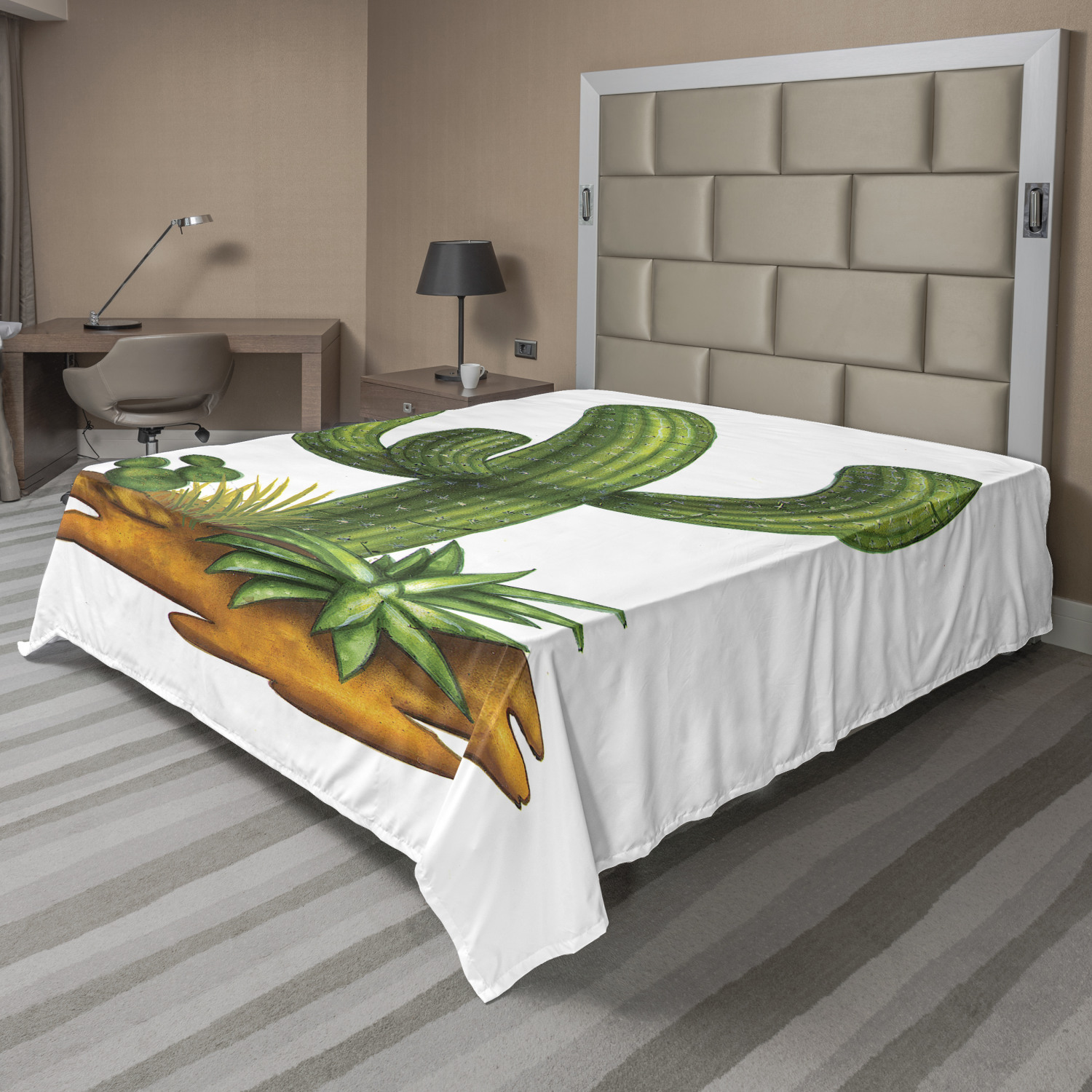 Ambesonne Cactus Print Flat Sheet Top Sheet Decorative Bedding 6 Sizes - Picture 4 of 42