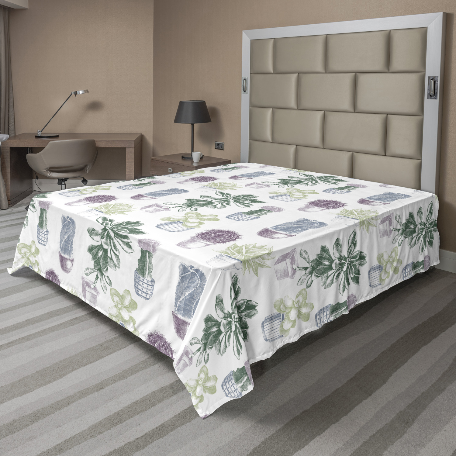 Ambesonne Cactus Print Flat Sheet Top Sheet Decorative Bedding 6 Sizes - Picture 23 of 42