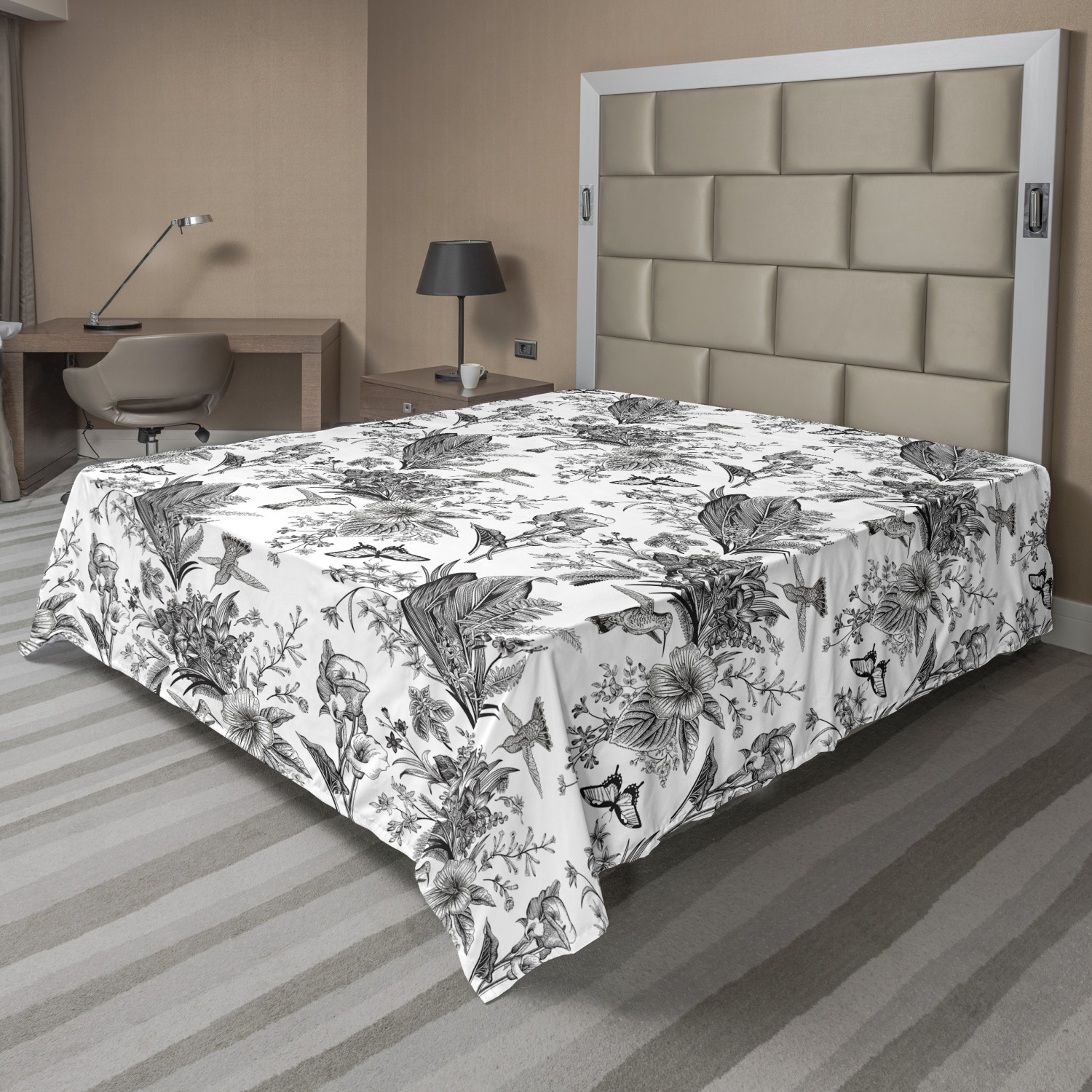 Ambesonne Monochrome Flat Sheet Top Sheet Decorative Bedding 6 Sizes - Picture 8 of 42