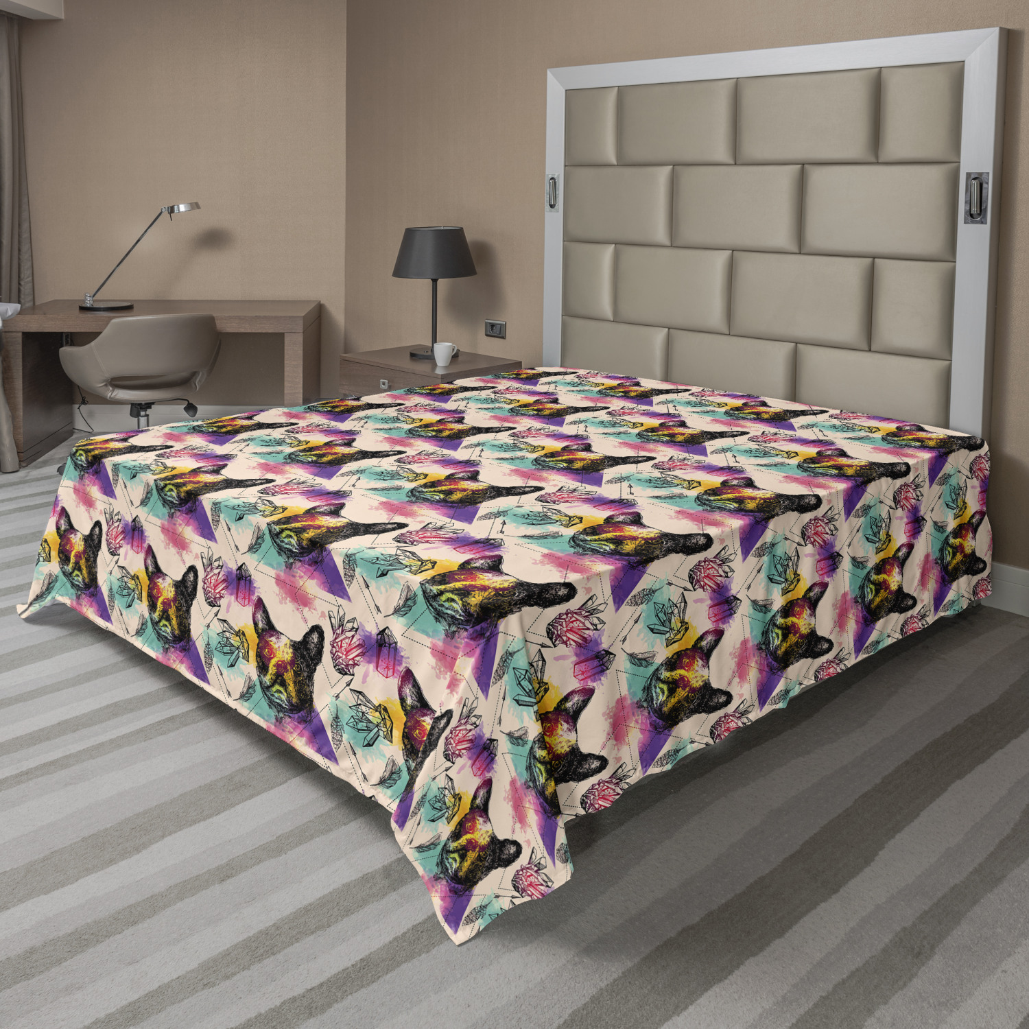 Ambesonne Dog Theme Art Flat Sheet Top Sheet Decorative Bedding 6 Sizes - Picture 11 of 42