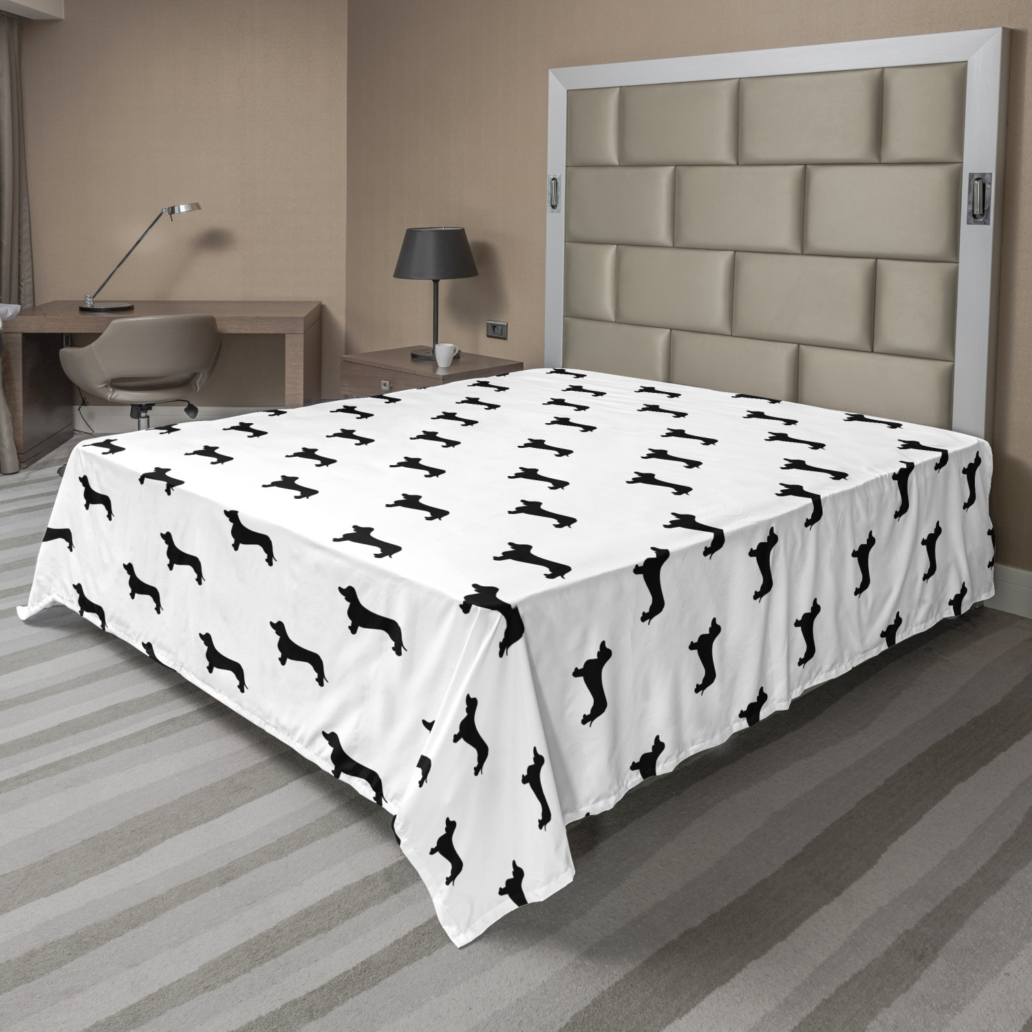 Ambesonne Dog Theme Art Flat Sheet Top Sheet Decorative Bedding 6 Sizes - Picture 29 of 42