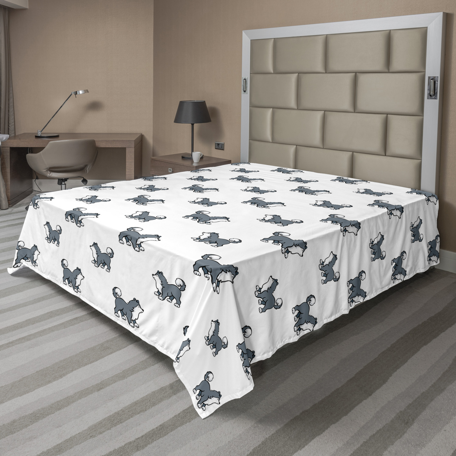 Ambesonne Dog Theme Art Flat Sheet Top Sheet Decorative Bedding 6 Sizes - Picture 35 of 42