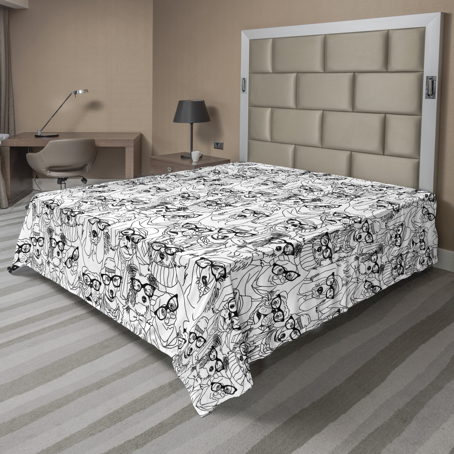 Ambesonne Dog Theme Art Flat Sheet Top Sheet Decorative Bedding 6 Sizes - Picture 39 of 42
