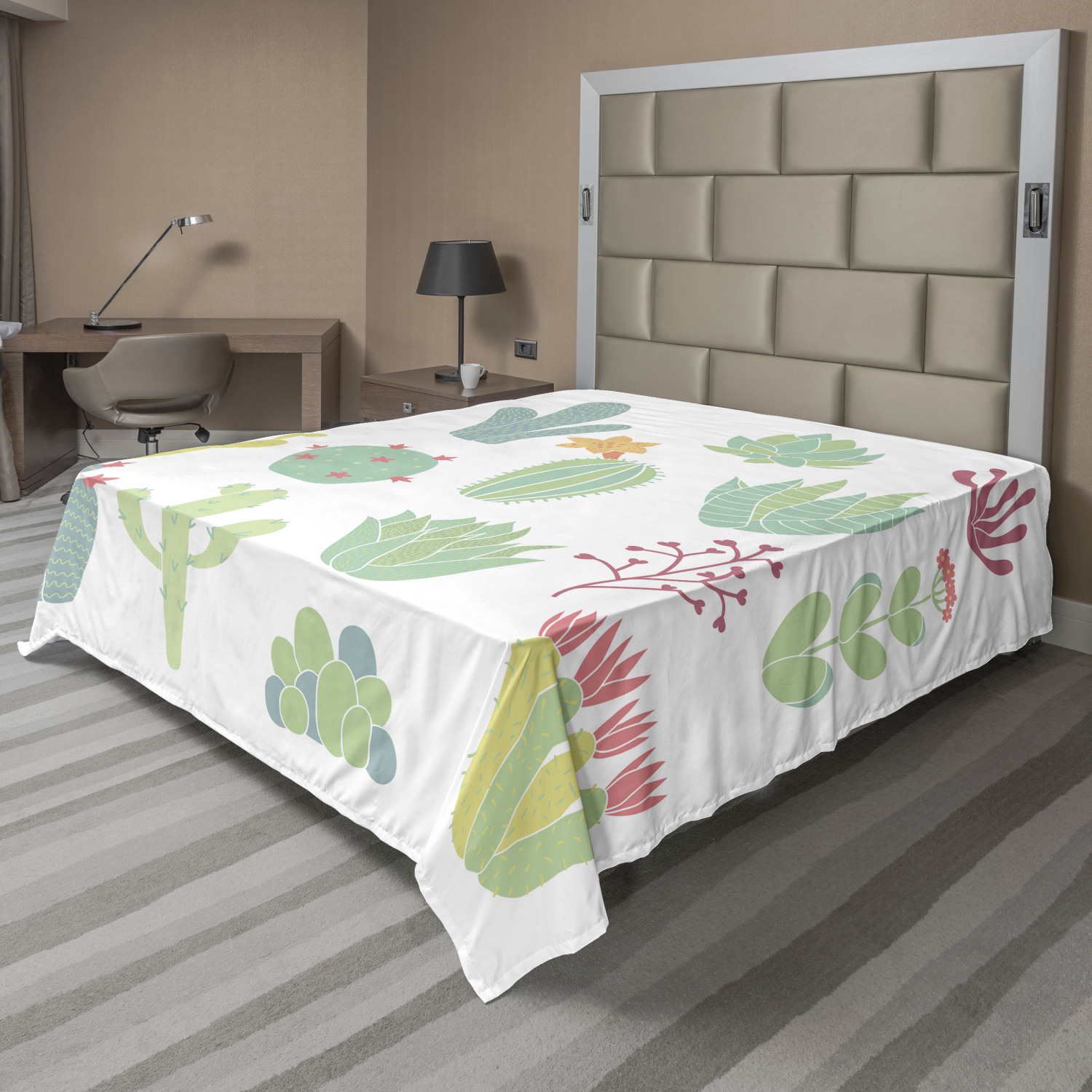 Ambesonne Cactus Print Flat Sheet Top Sheet Decorative Bedding 6 Sizes - Picture 16 of 42