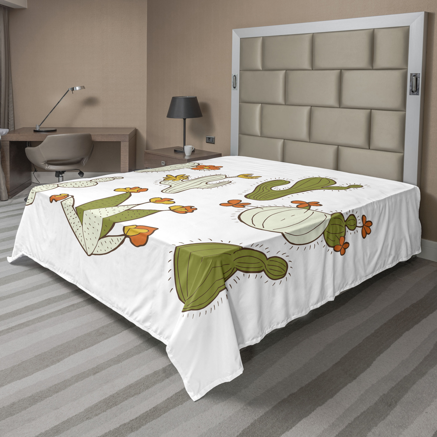 Ambesonne Cactus Print Flat Sheet Top Sheet Decorative Bedding 6 Sizes - Picture 10 of 42