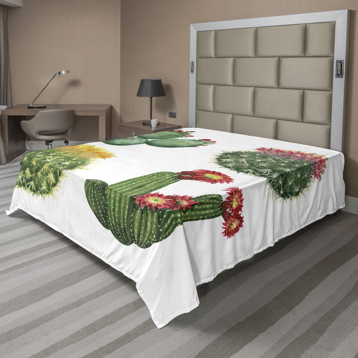 Ambesonne Cactus Print Flat Sheet Top Sheet Decorative Bedding 6 Sizes - Picture 42 of 42