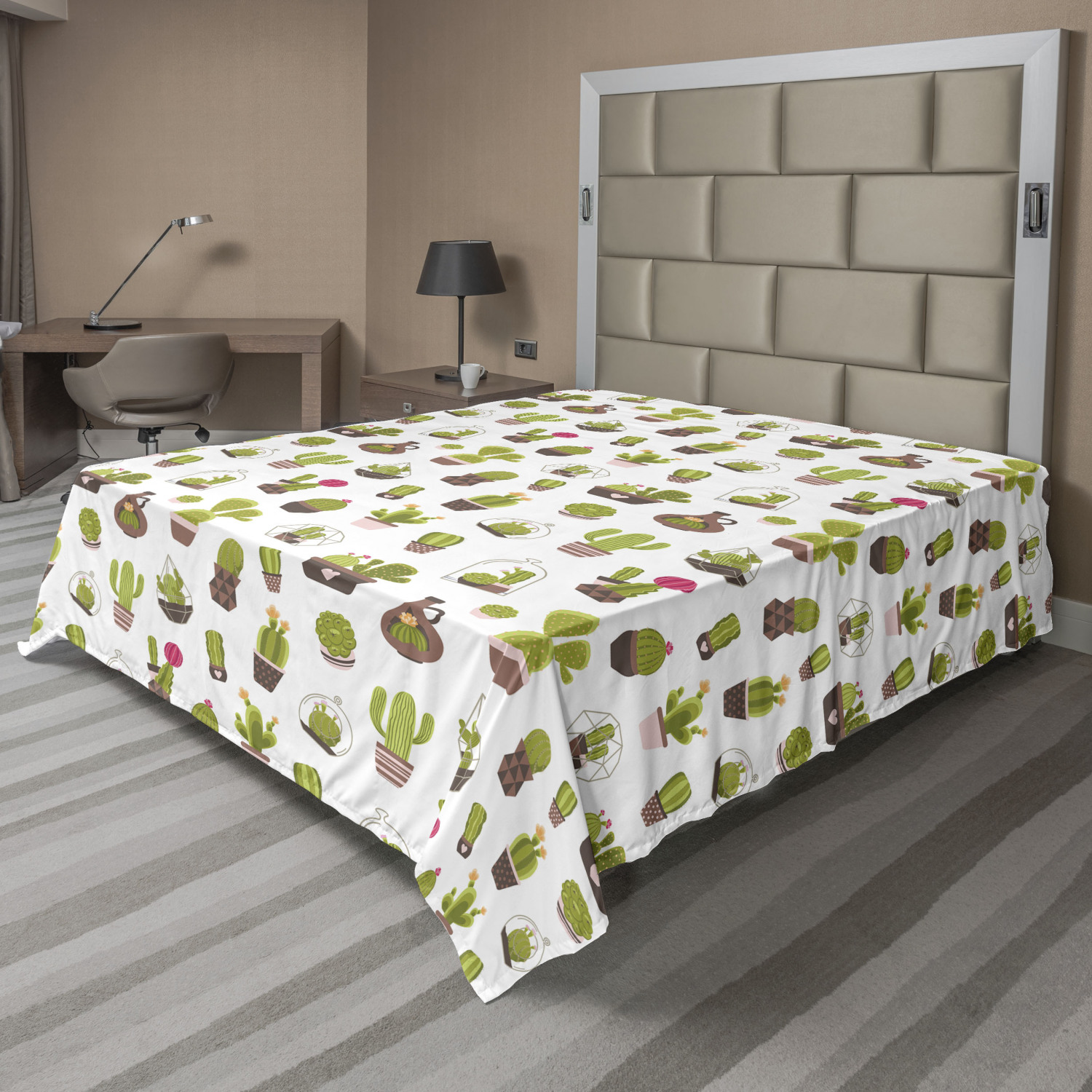 Ambesonne Cactus Print Flat Sheet Top Sheet Decorative Bedding 6 Sizes - Picture 14 of 42