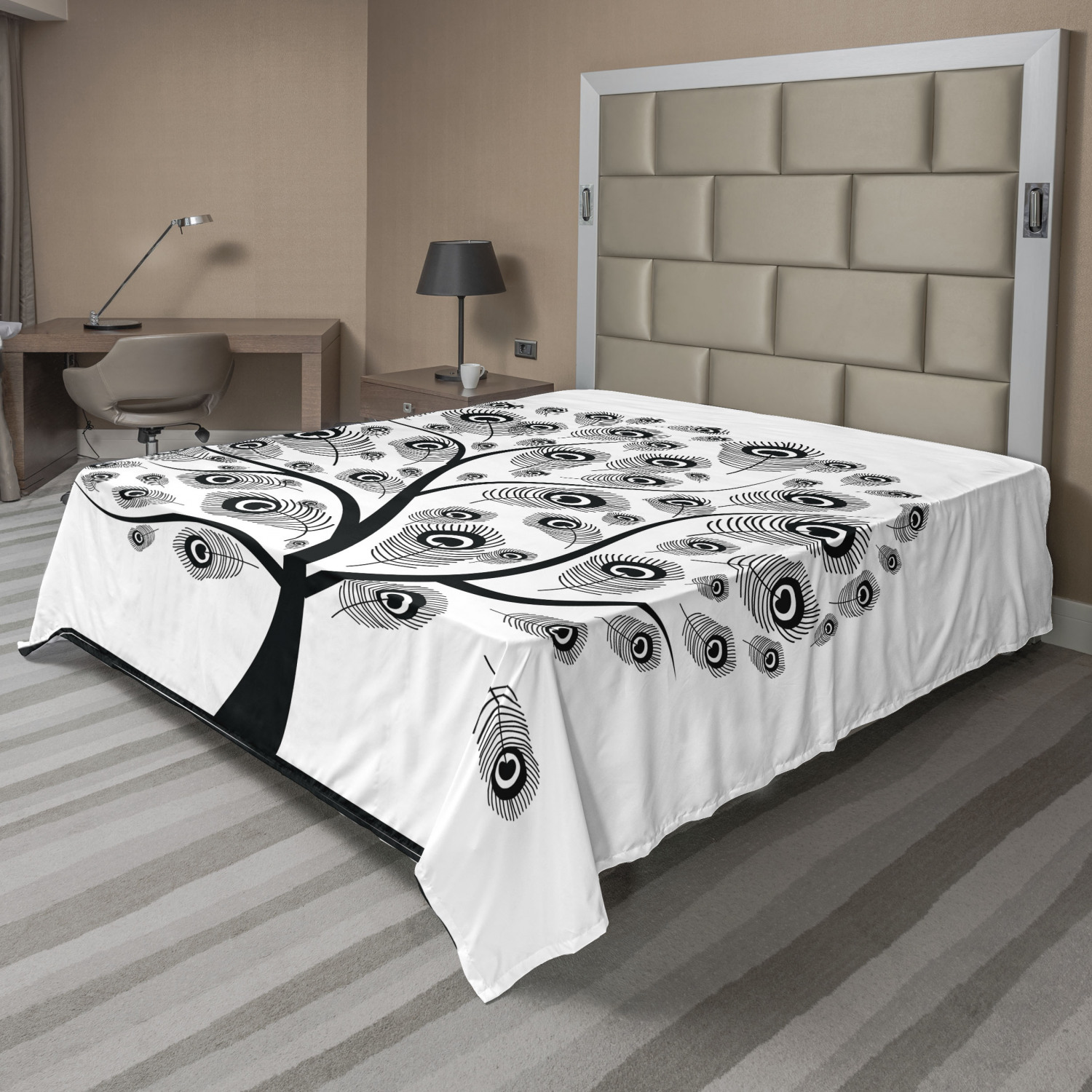 Ambesonne Feather Boho Flat Sheet Top Sheet Decorative Bedding 6 Sizes - Picture 31 of 42