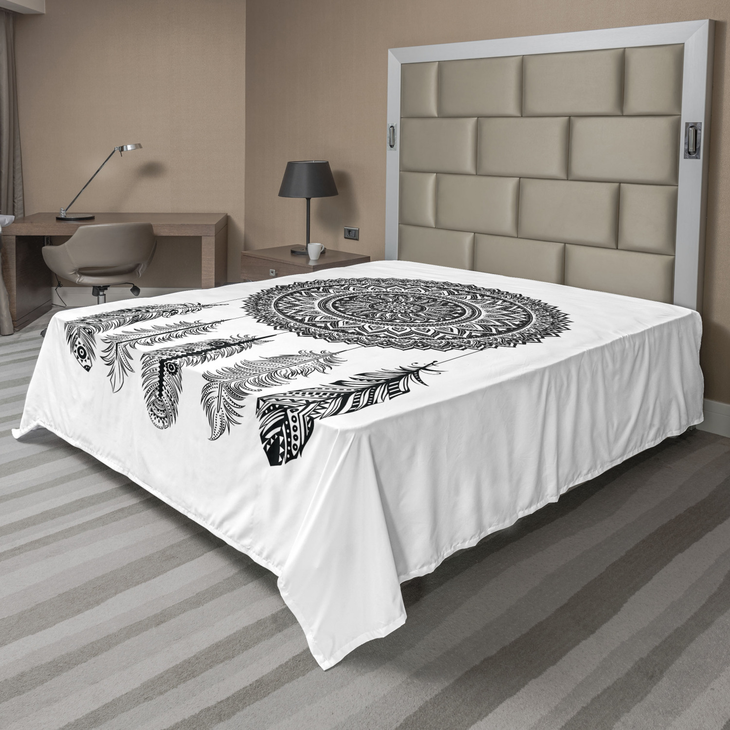 Ambesonne Grey Design Flat Sheet Top Sheet Decorative Bedding 6 Sizes 