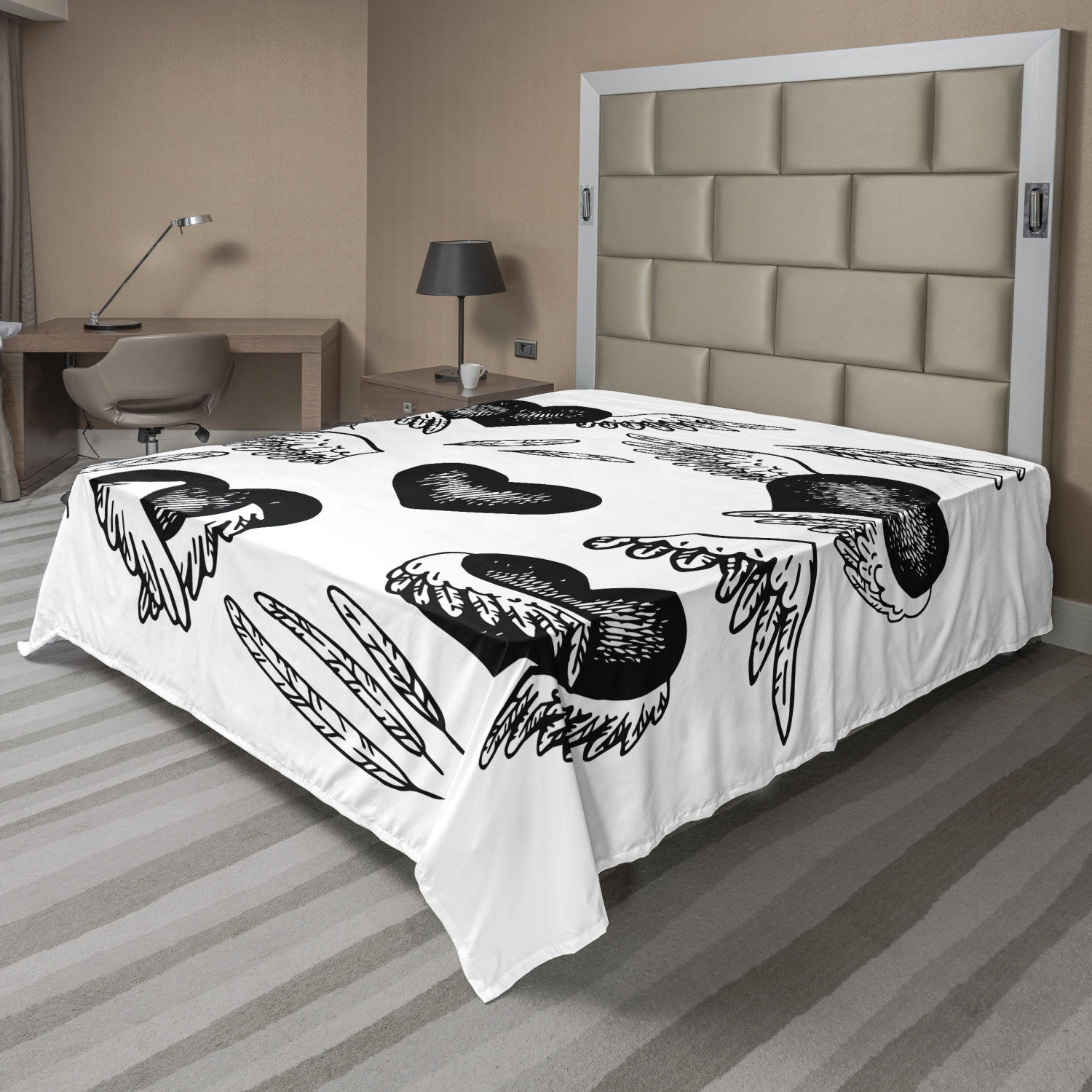 Ambesonne Feather Boho Flat Sheet Top Sheet Decorative Bedding 6 Sizes - Picture 36 of 42