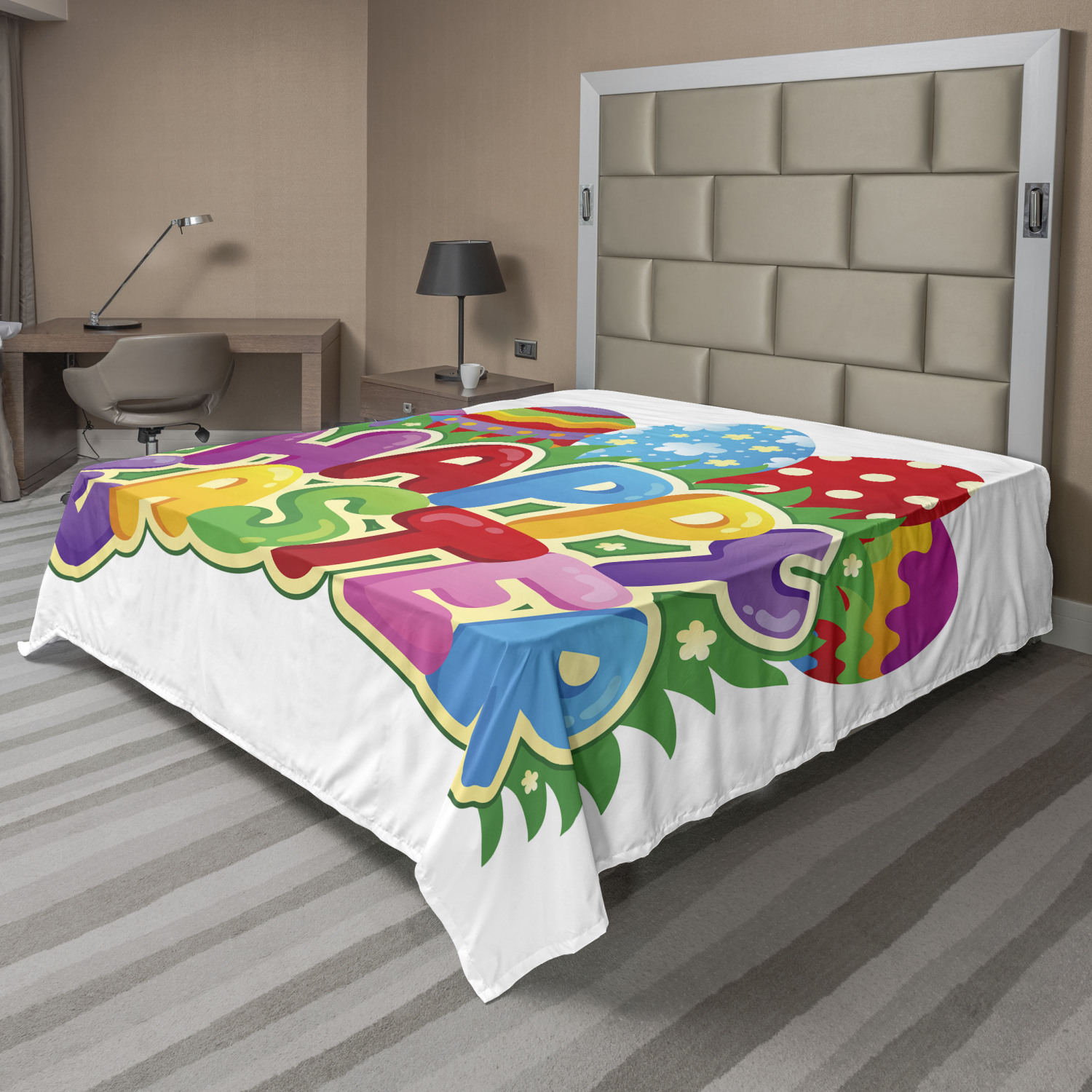 Ambesonne Happy Easter Flat Sheet Top Sheet Decorative Bedding 6 Sizes - Picture 6 of 42