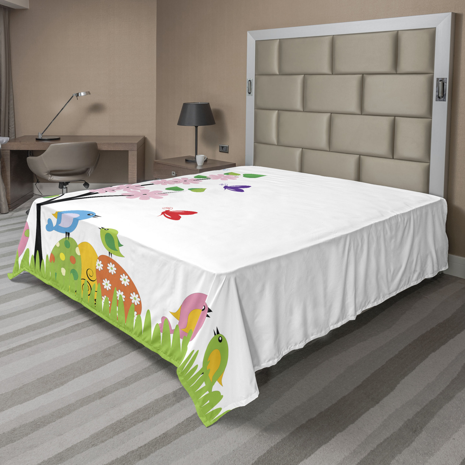Ambesonne Happy Easter Flat Sheet Top Sheet Decorative Bedding 6 Sizes - Picture 37 of 42