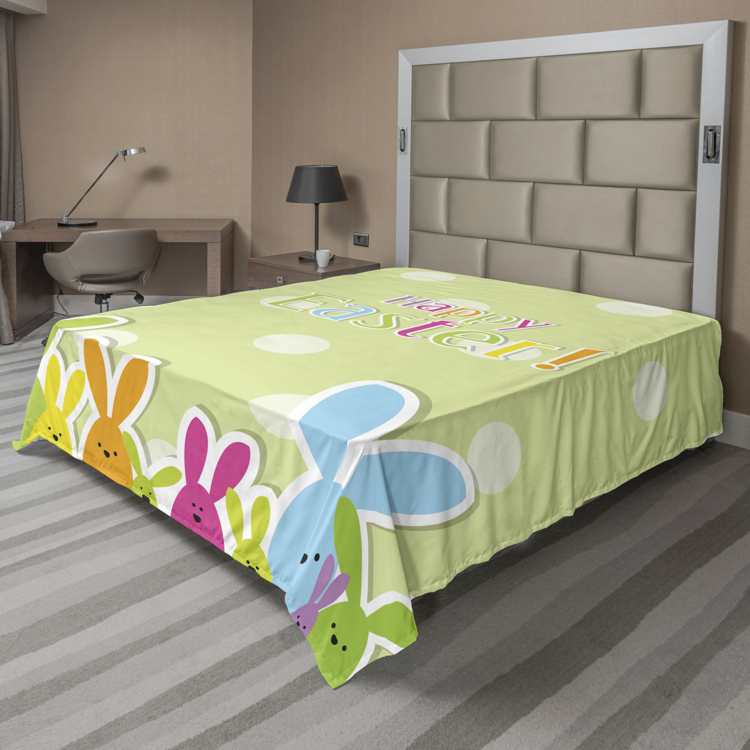 Ambesonne Happy Easter Flat Sheet Top Sheet Decorative Bedding 6 Sizes - Picture 11 of 42