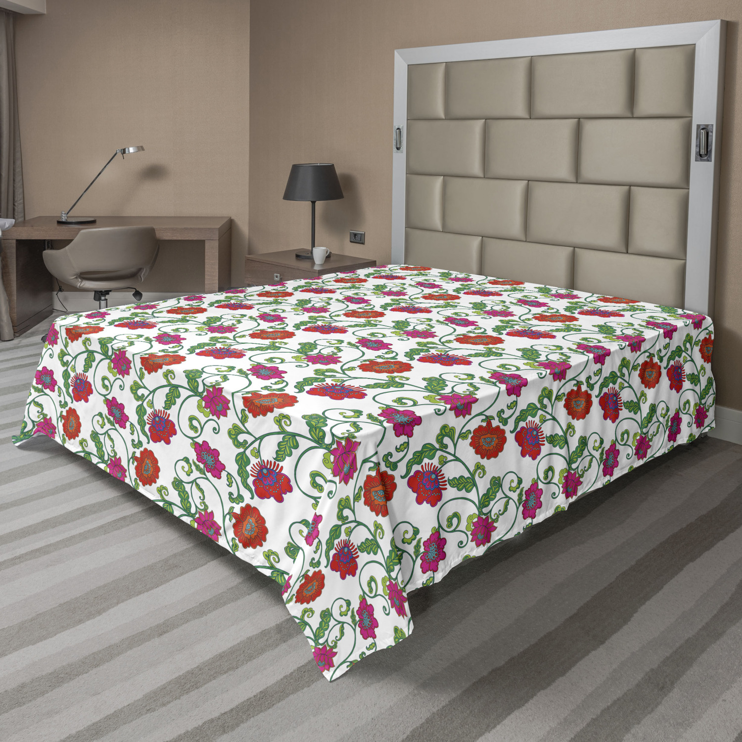 Ambesonne Blossom Garden Flat Sheet Top Sheet Decorative Bedding 6 Sizes - Picture 37 of 42