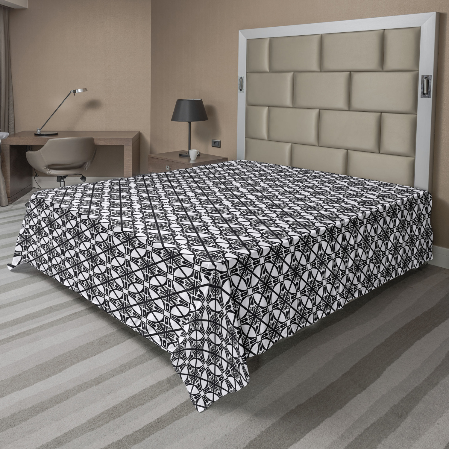 Ambesonne Art Deco Print Flat Sheet Top Sheet Decorative Bedding 6 Sizes - Picture 10 of 40