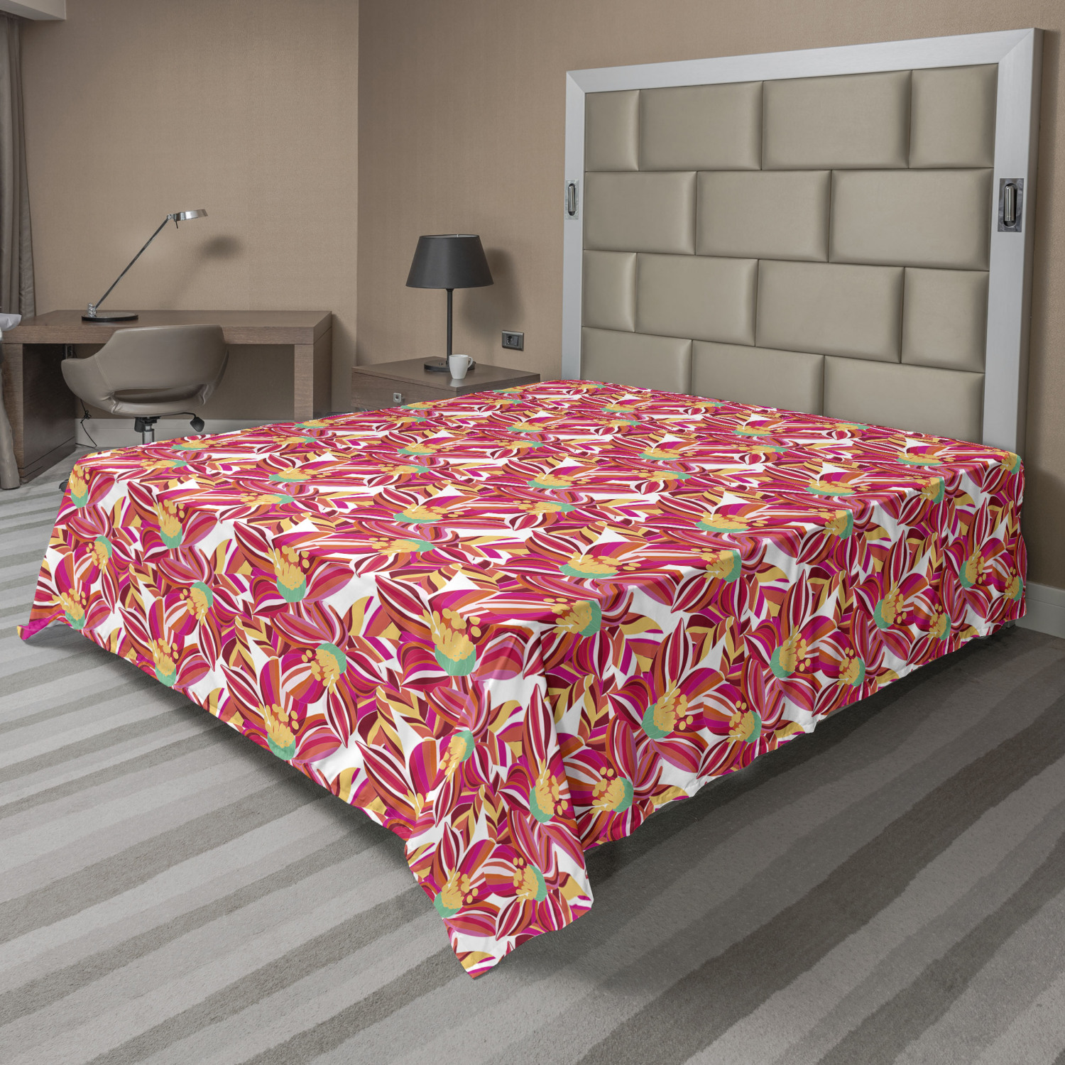 Ambesonne Blossom Garden Flat Sheet Top Sheet Decorative Bedding 6 Sizes - Picture 10 of 42